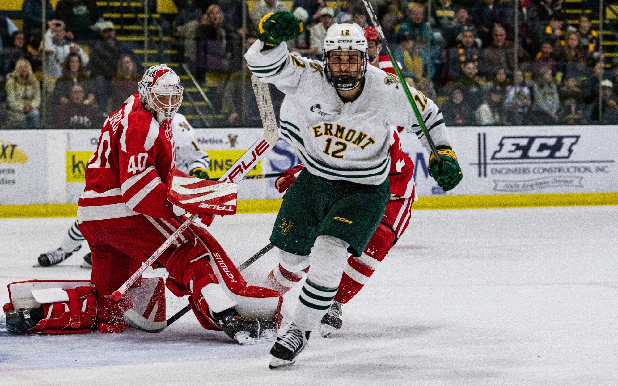 Aegerter Celebrates Goal Against BU Oct 17