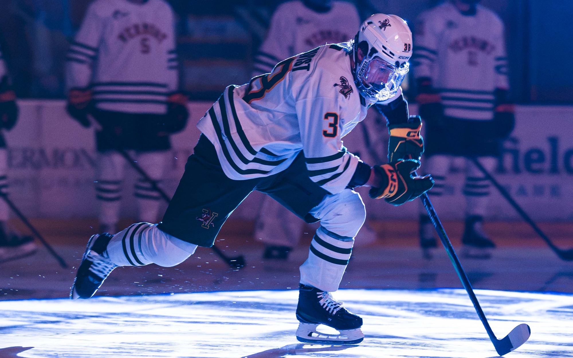 Sebastian Tornqvist skates out to blueline during opening lineup