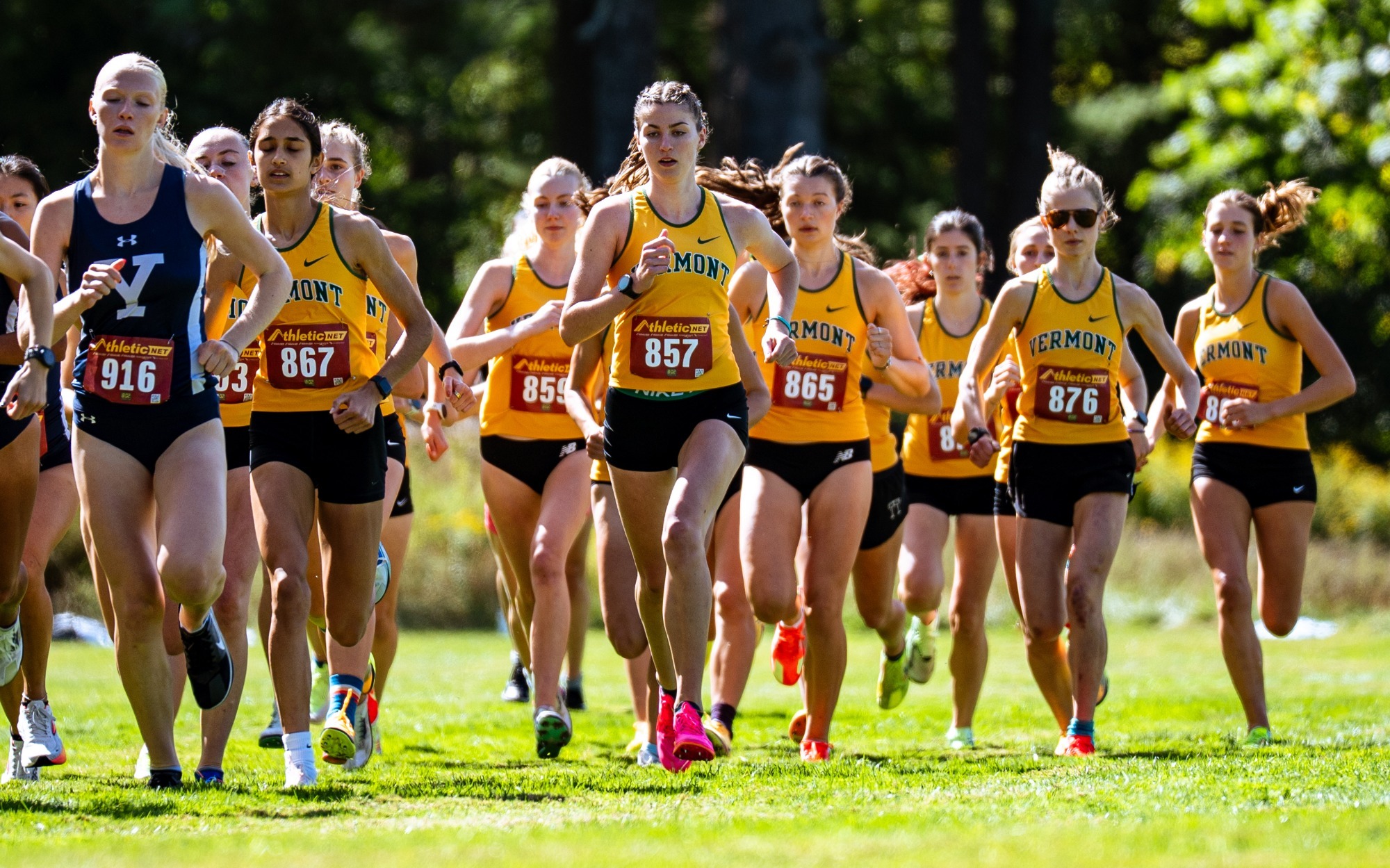 Women's cross country runners from UVM begin the race at Dartmouth on Saturday September 19