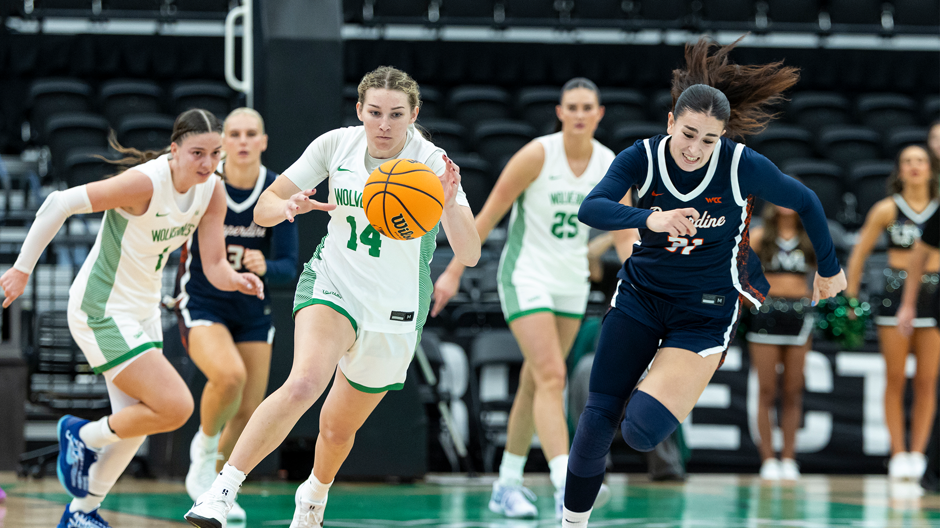 Kaylee Headrick with a steal against Pepperdine