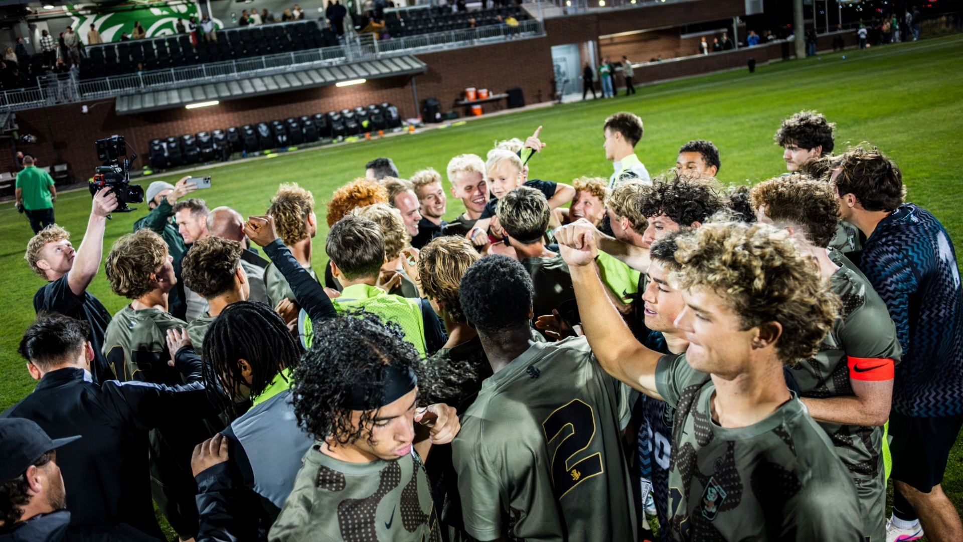 Team huddle postgame