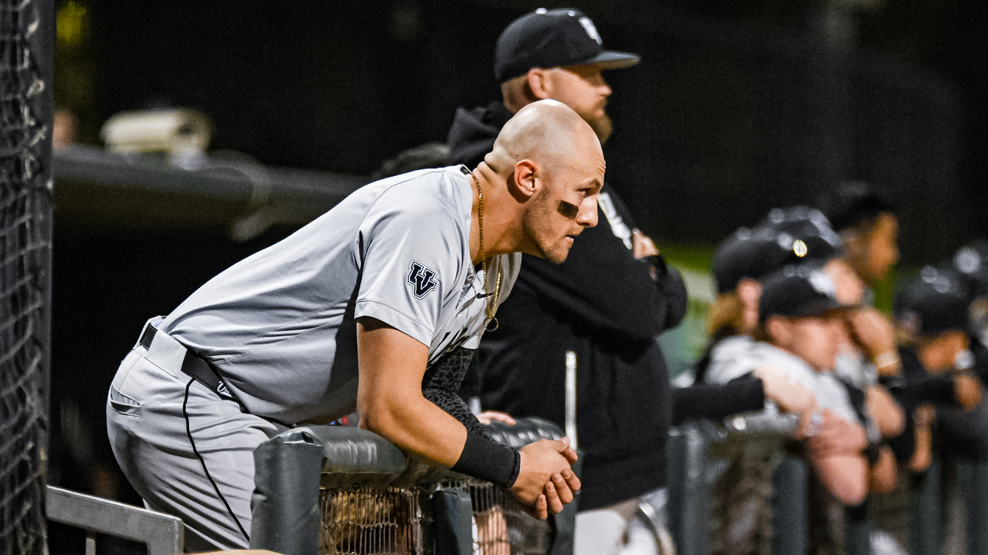 Kaden Carpenter in the dugout at Pacific