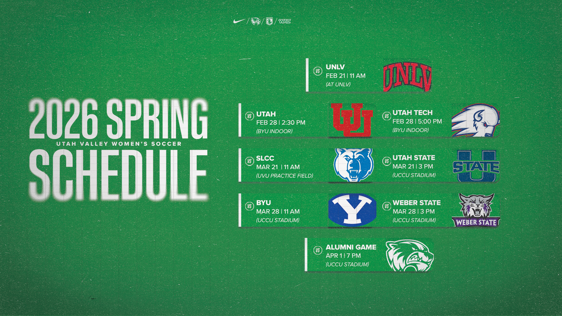 UVU Spring Schedule 2026