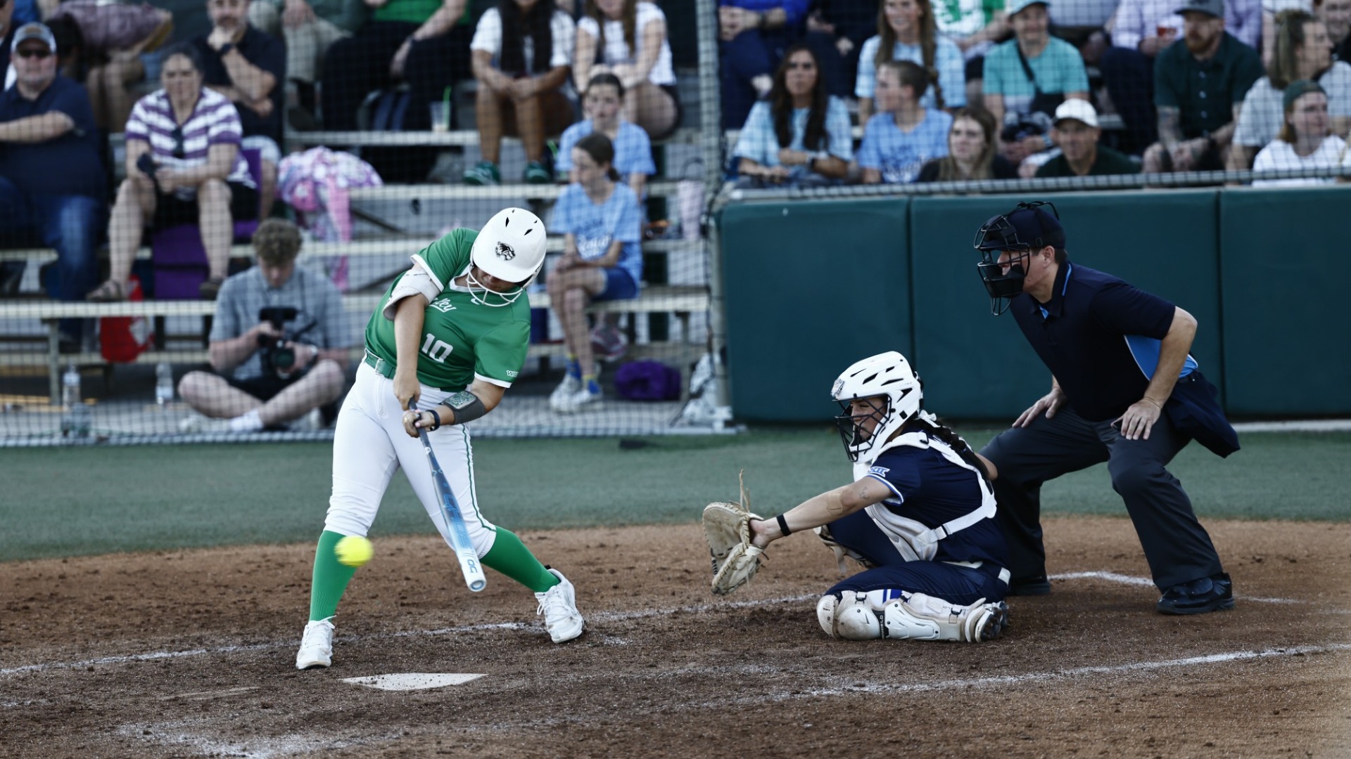 Emma Haygood takes a swing vs BYU.