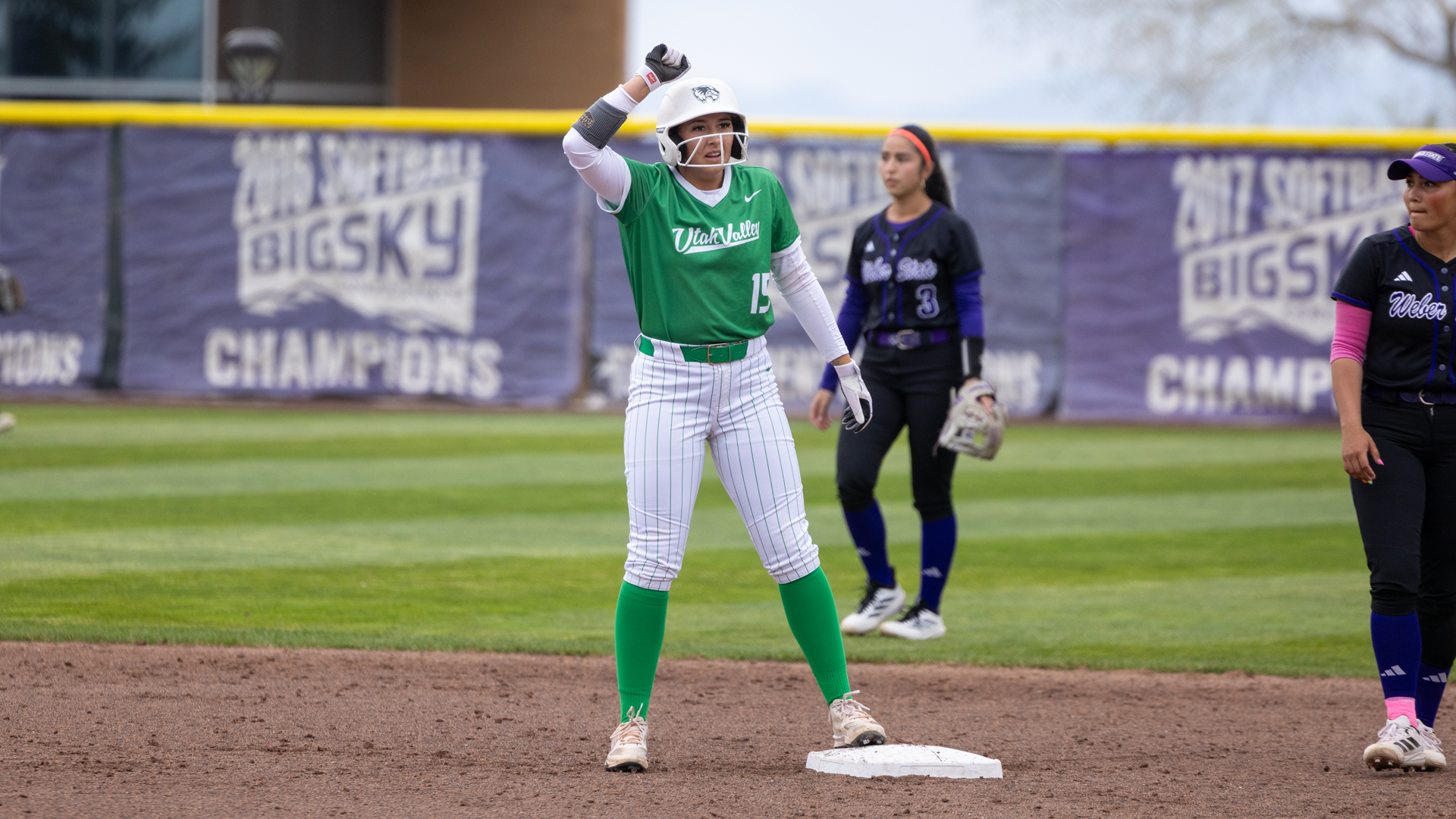 Tatum Hall celebrates her double vs WSU