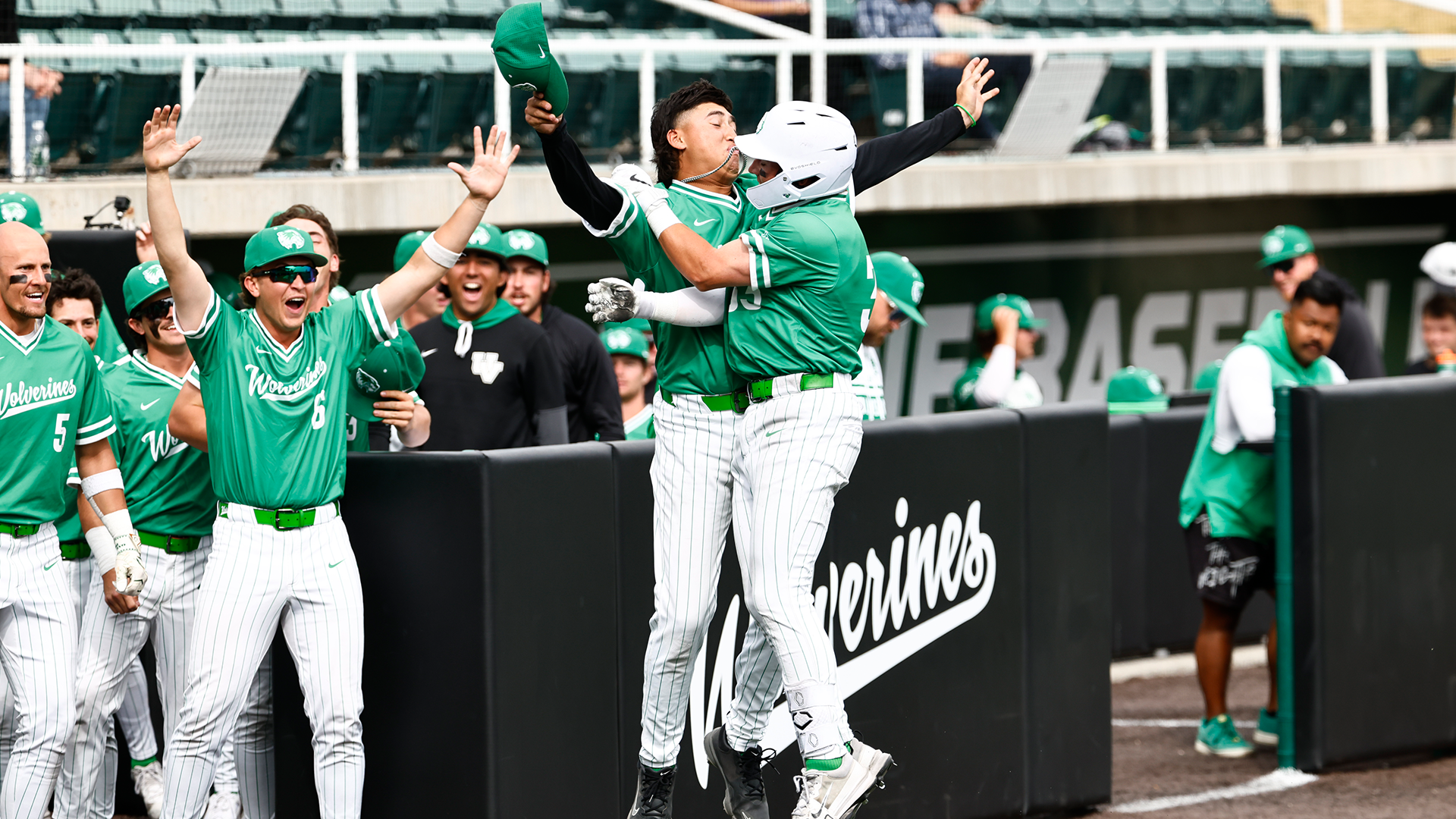 Jayden Smith celebrates his home run against Utah