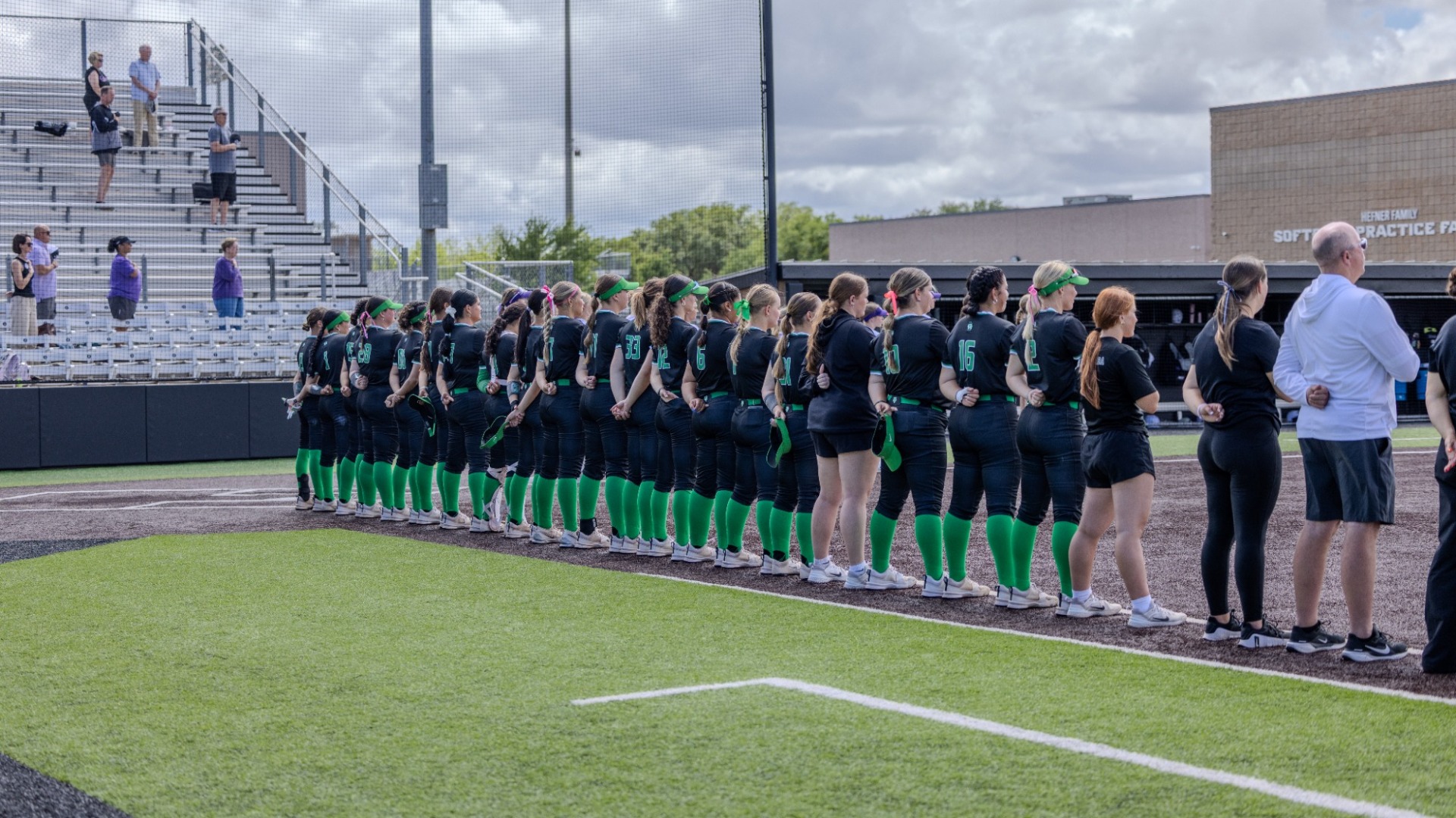 Team lined up for the anthem