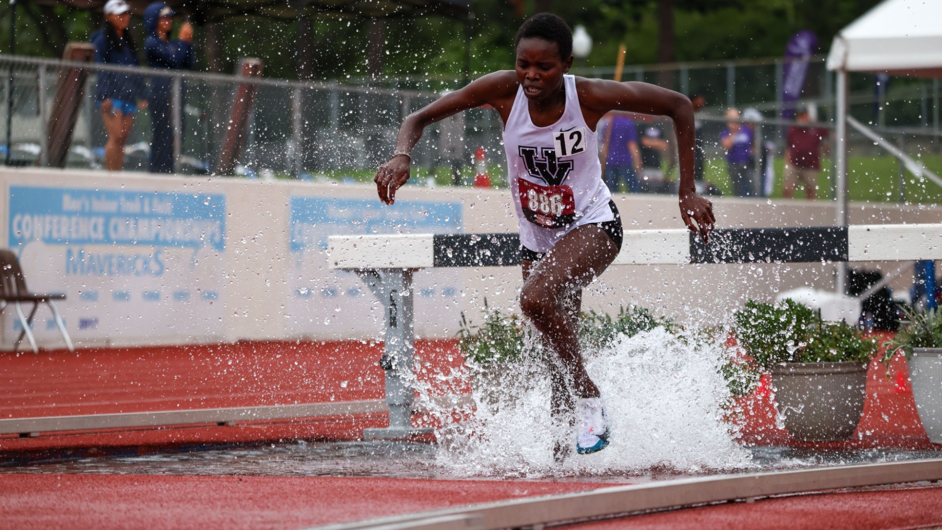 Caren Kipsirat runs the steeplechase at the WAC Championships