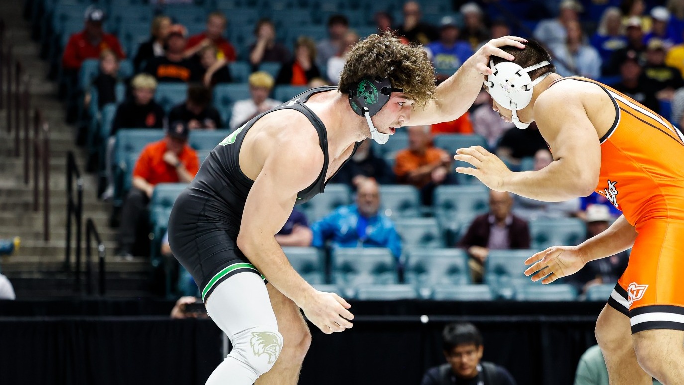 Kael Bennie wrestles at the 2026 Big 12 Wrestling Championships