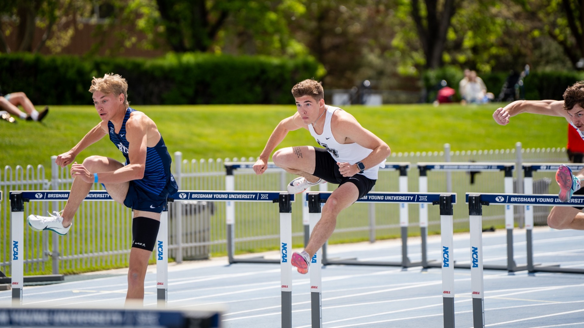 James Duncan runs the hurdles at BYU