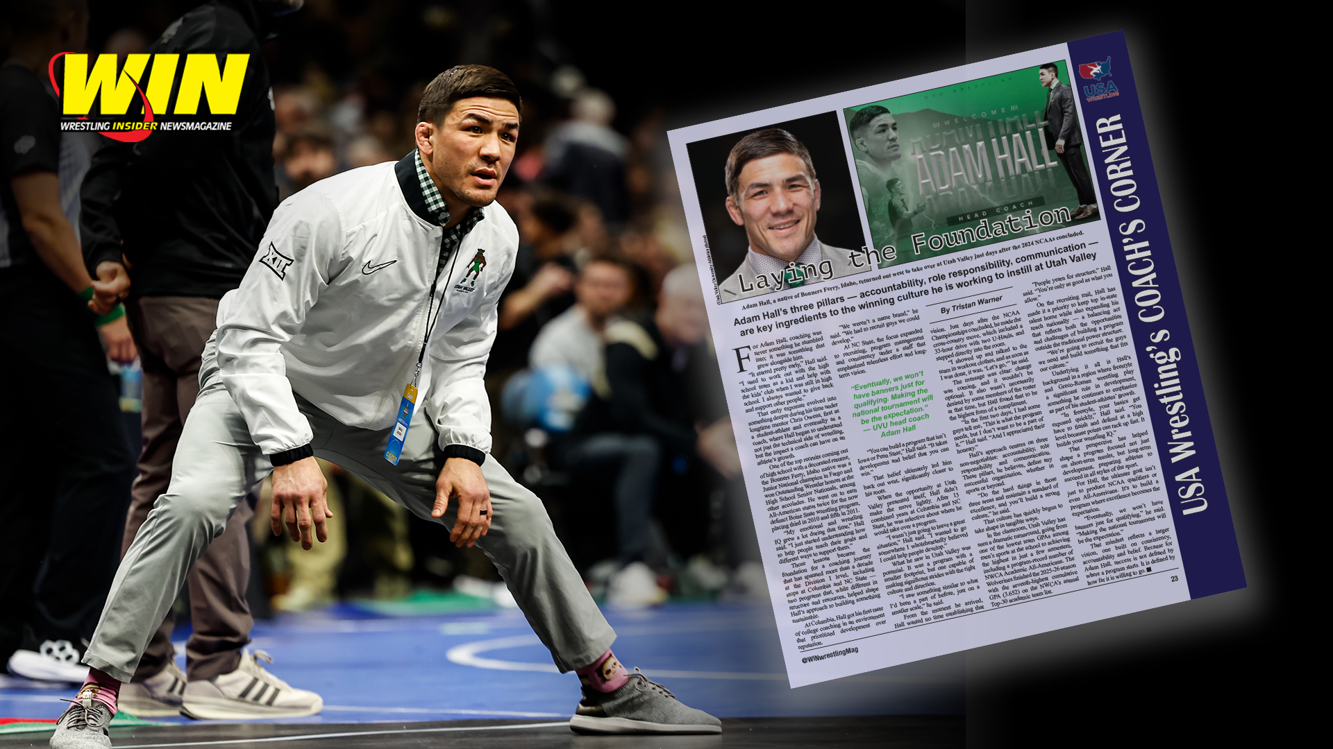 Adam Hall/UVU Wrestling graphic for WIN Magazine feature