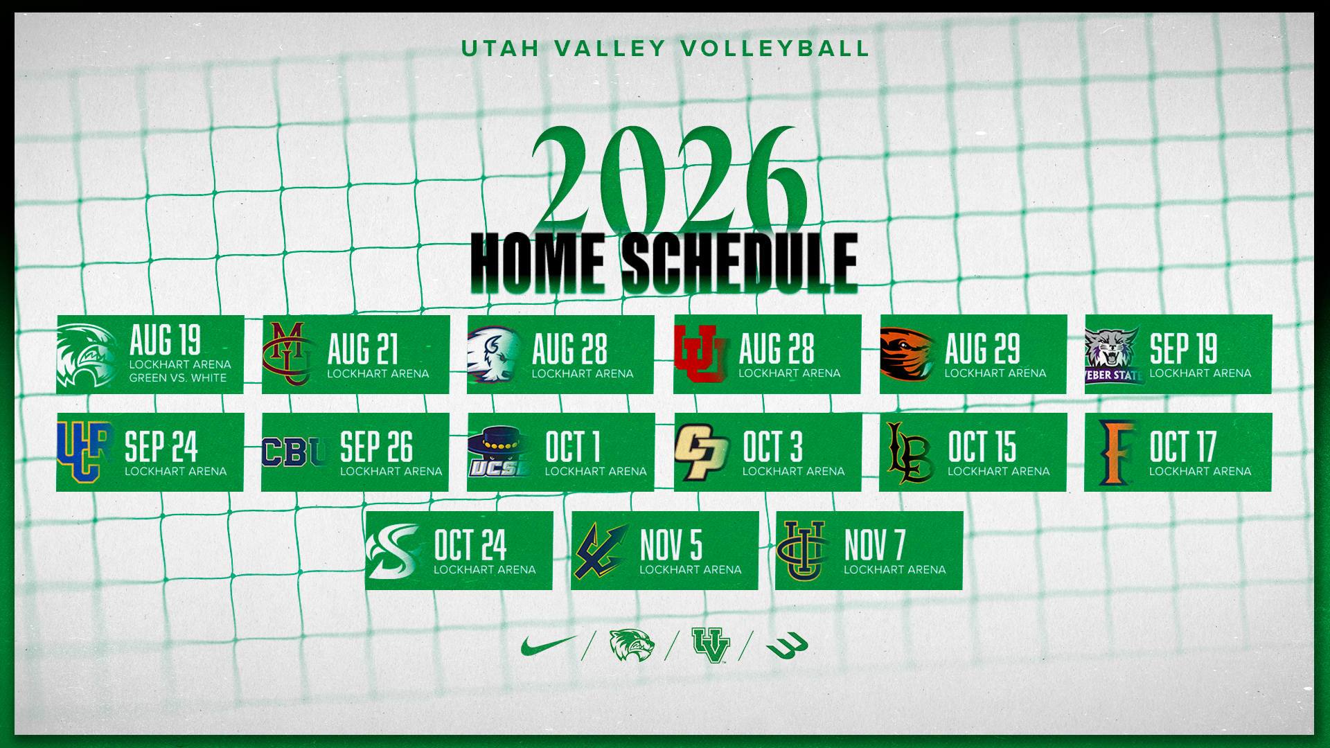 UVU Women's Volleyball 2026 Home Schedule