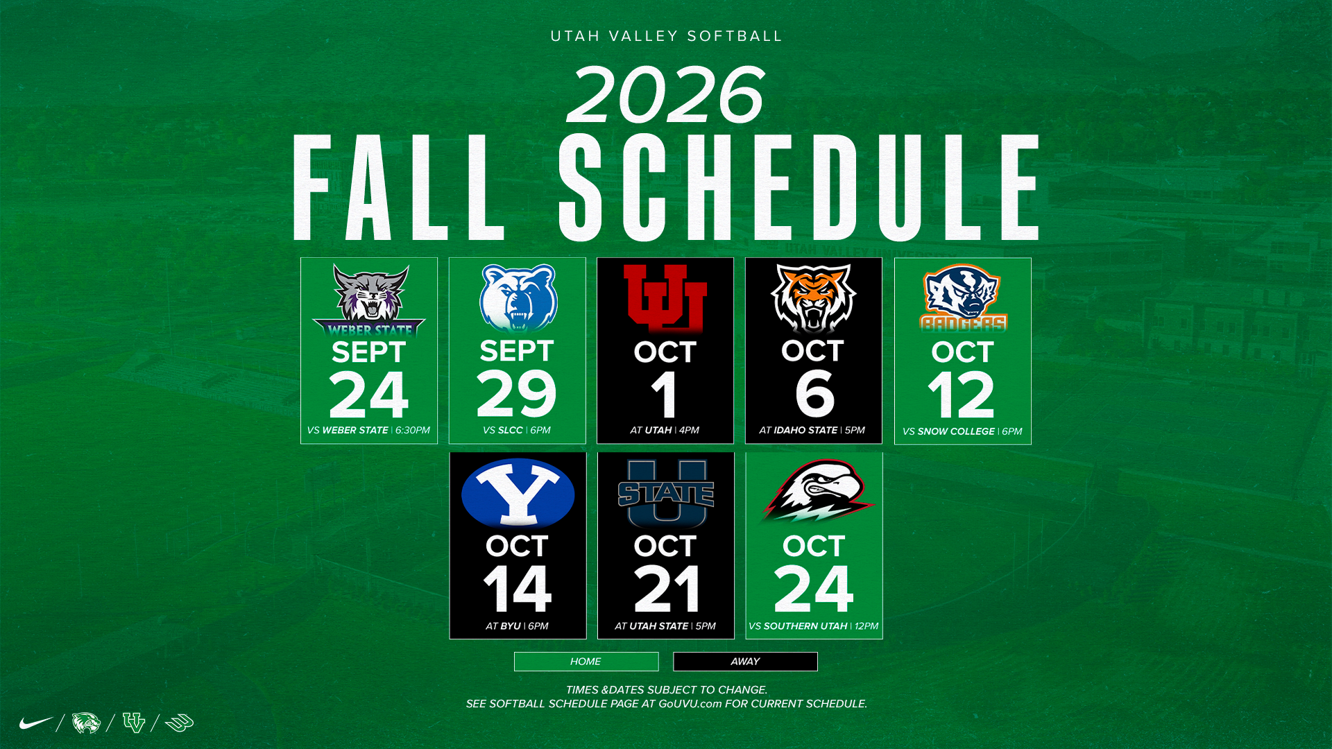 2026 Fall Softball Schedule