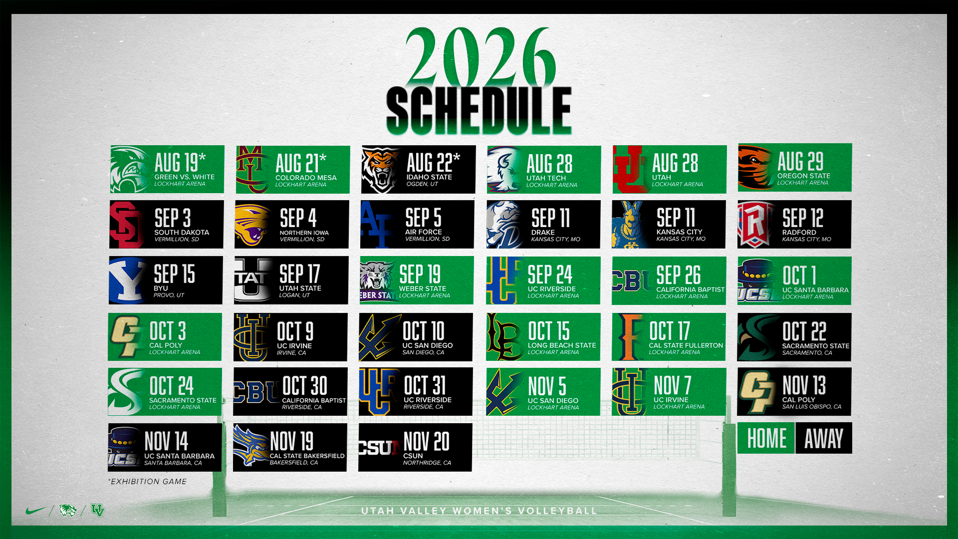 2026 Utah Valley Women's Volleyball Schedule