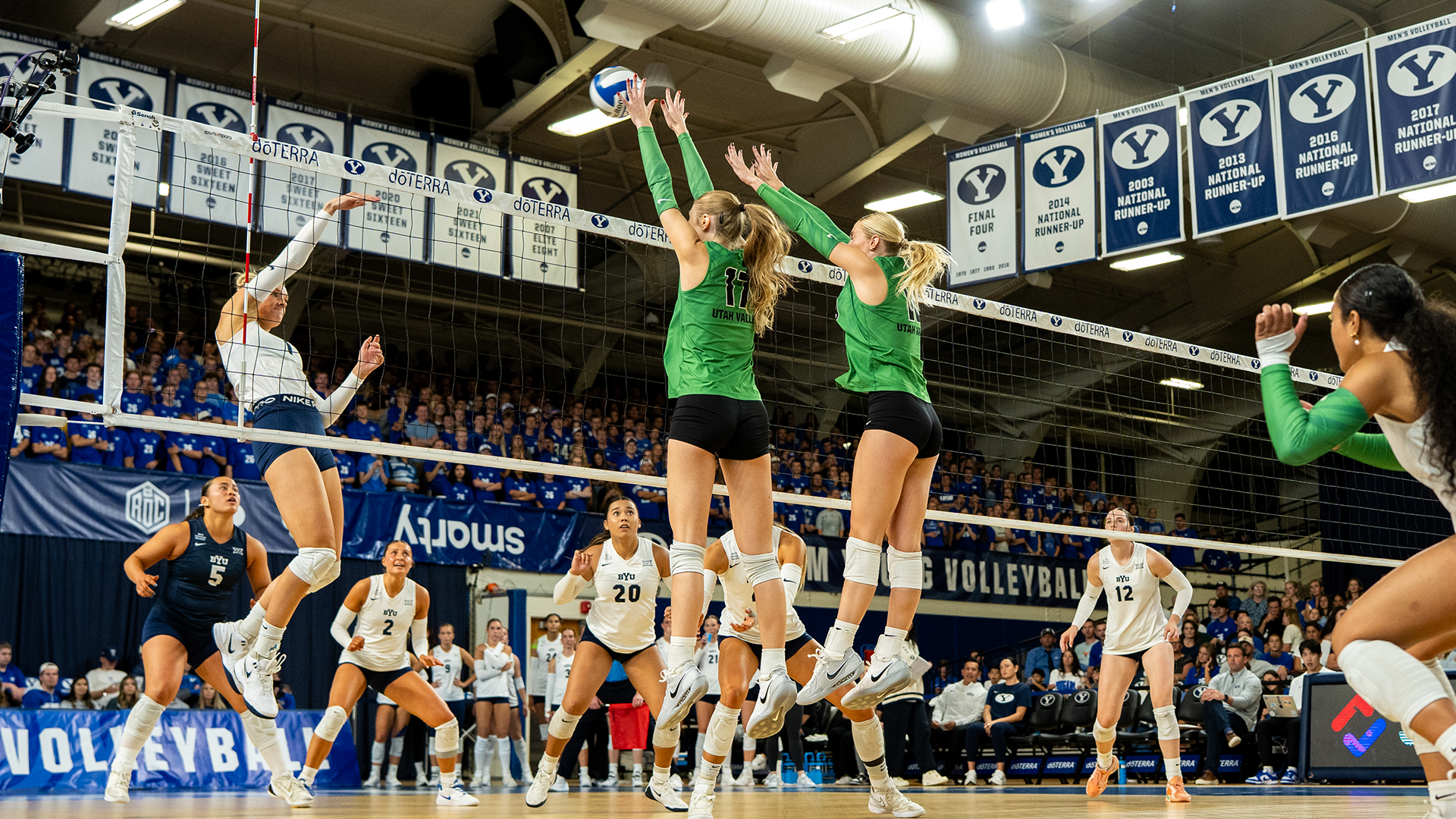 Olivia Gloeckner & Brielle Rueckert go for a block