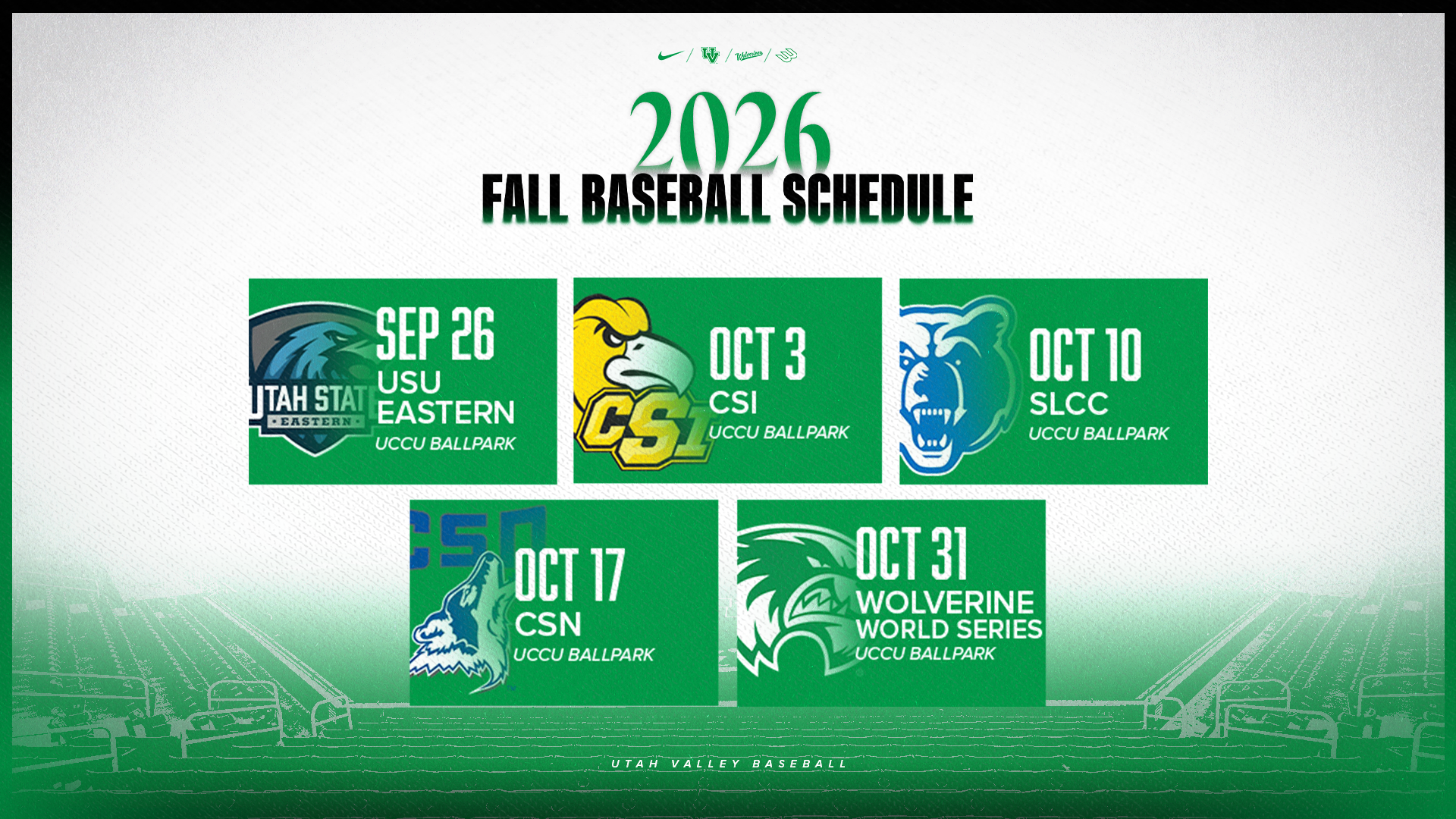 UVU Fall Baseball Schedule Graphic