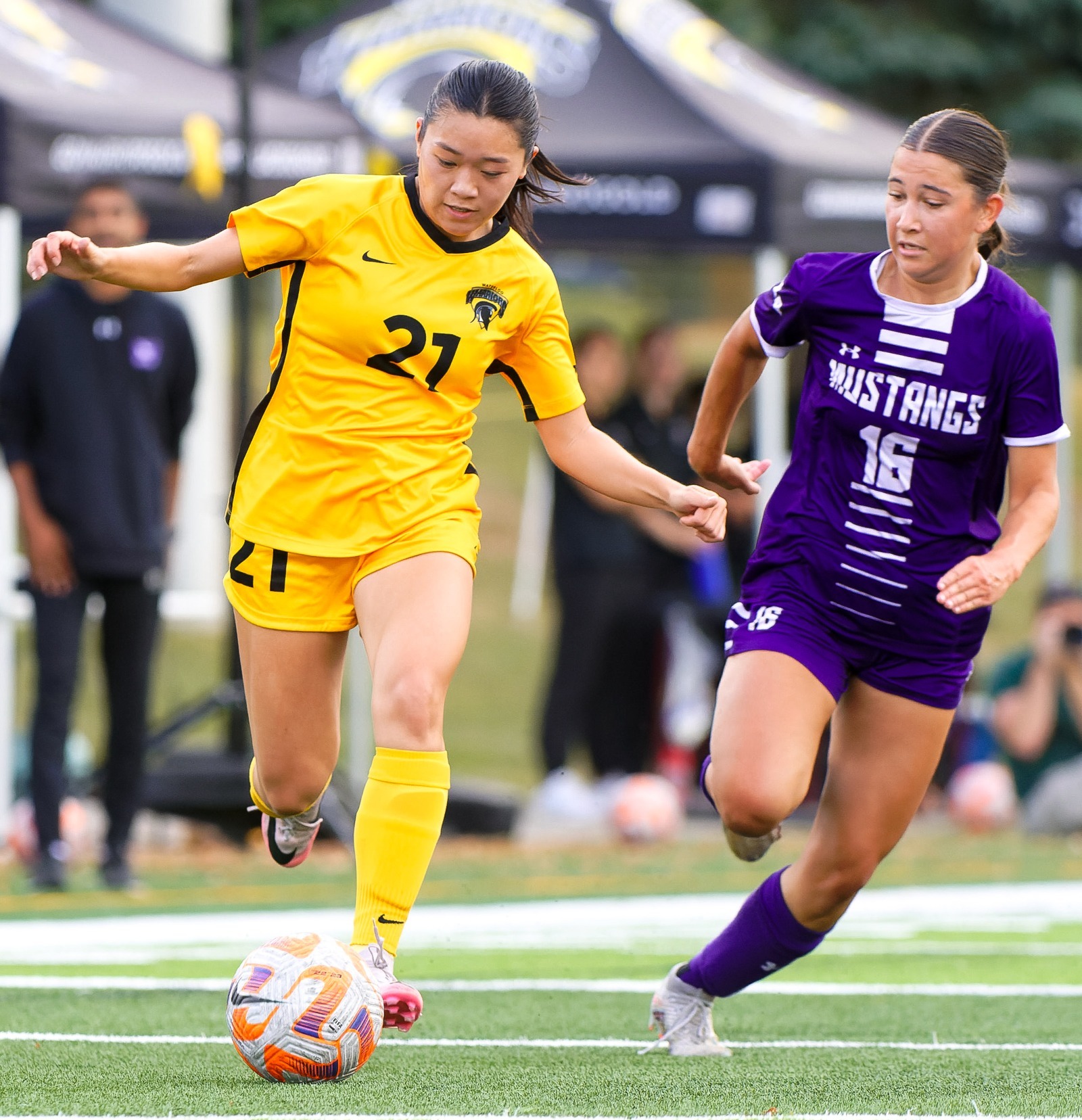 Warrior battles up the field.