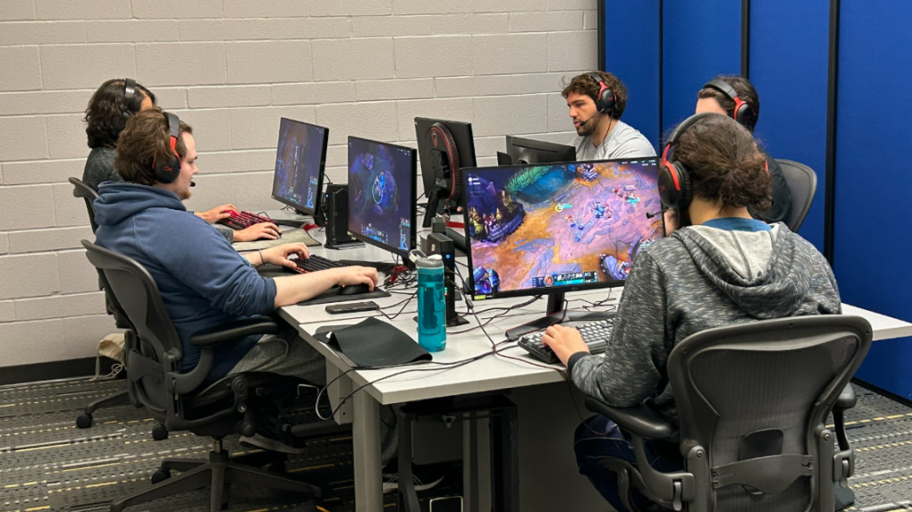 An esports team competing in a League of Legends tournament at the University of Waterloo, Jan. 12, 2025. (Sidra Jafri/CTV News)
