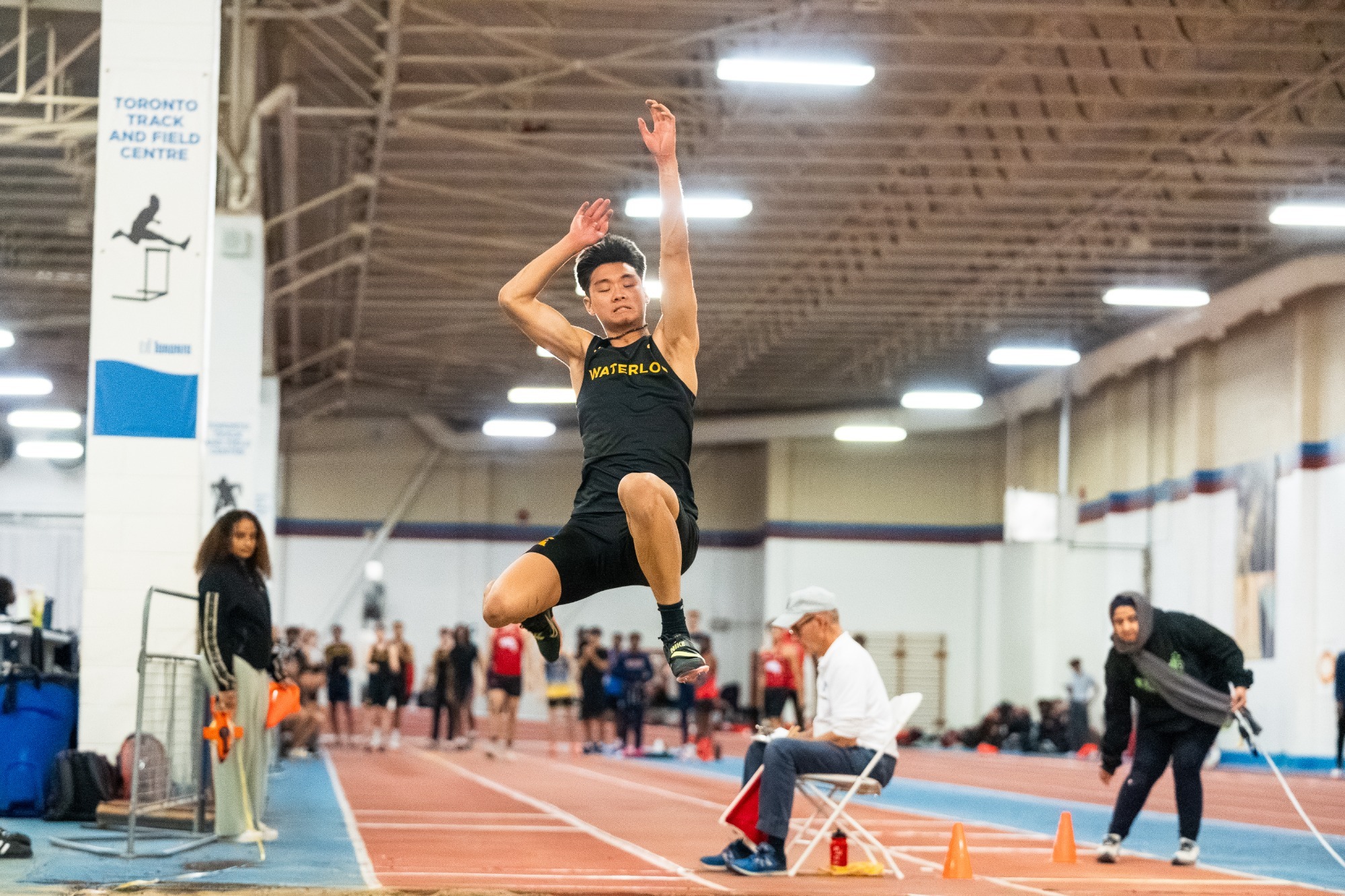 Nick Cahyono long jump at York Holiday Open