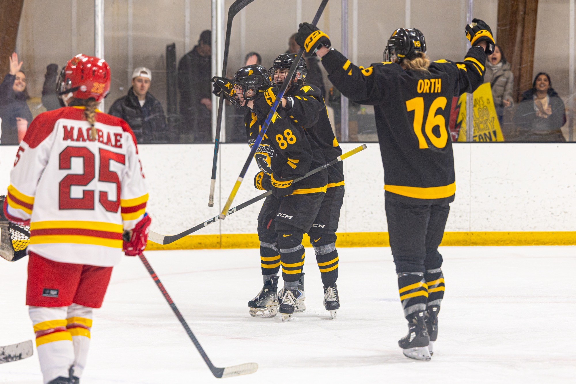 The Warriors celebrate a goal against Guelph