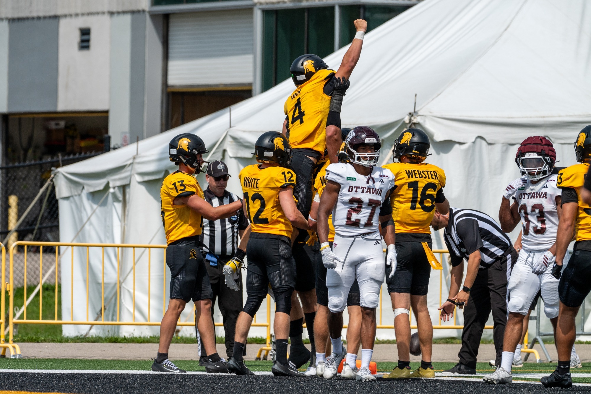 Nick Orr celebrates a touchdown in his return to action