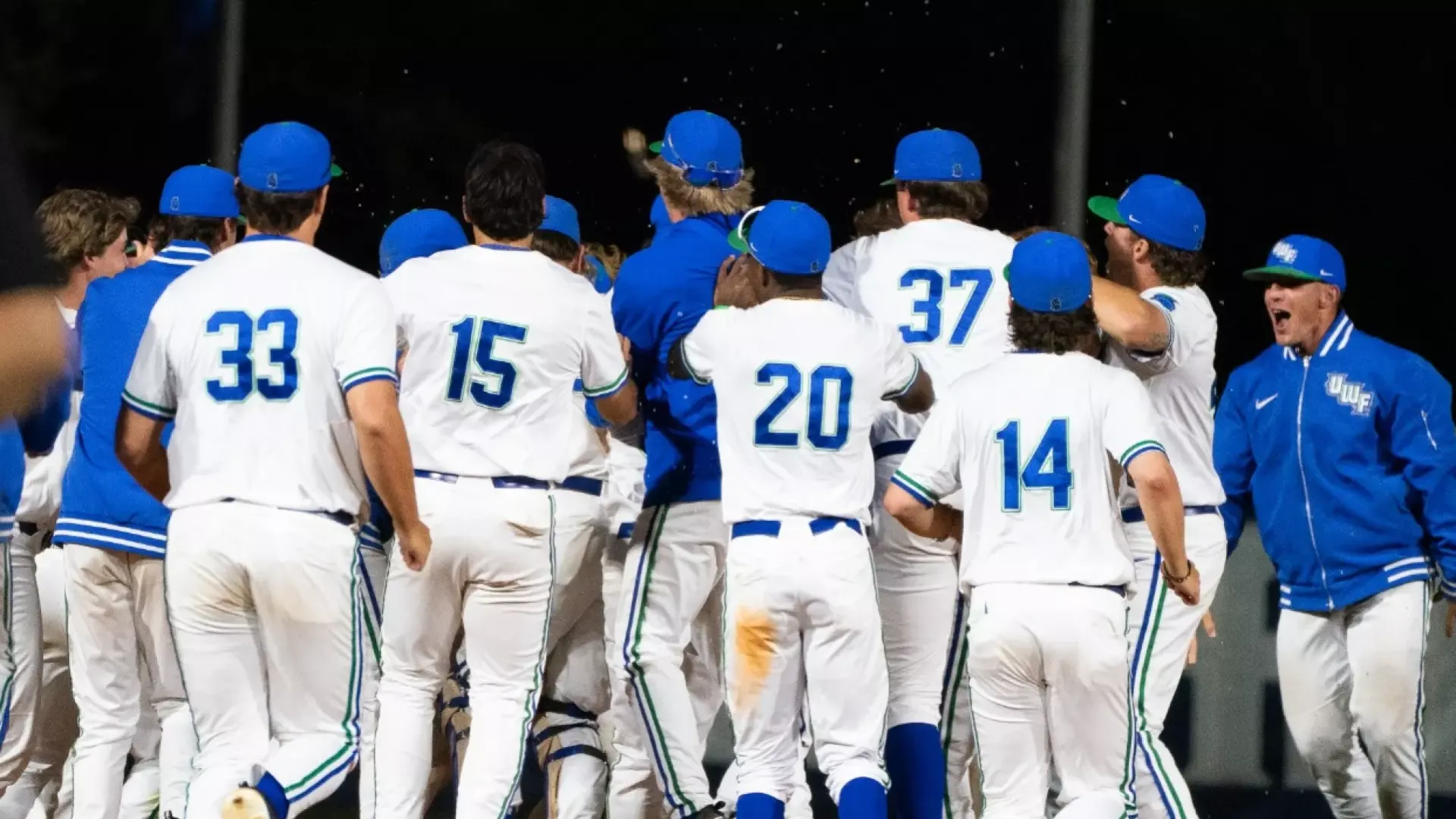 Team celebrates after walk off win