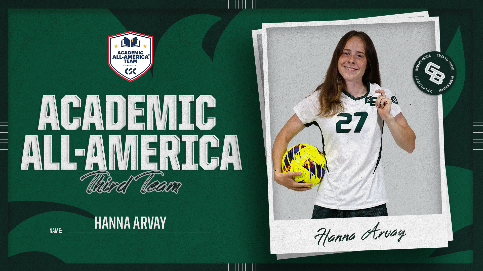 Academic All-America Arvay