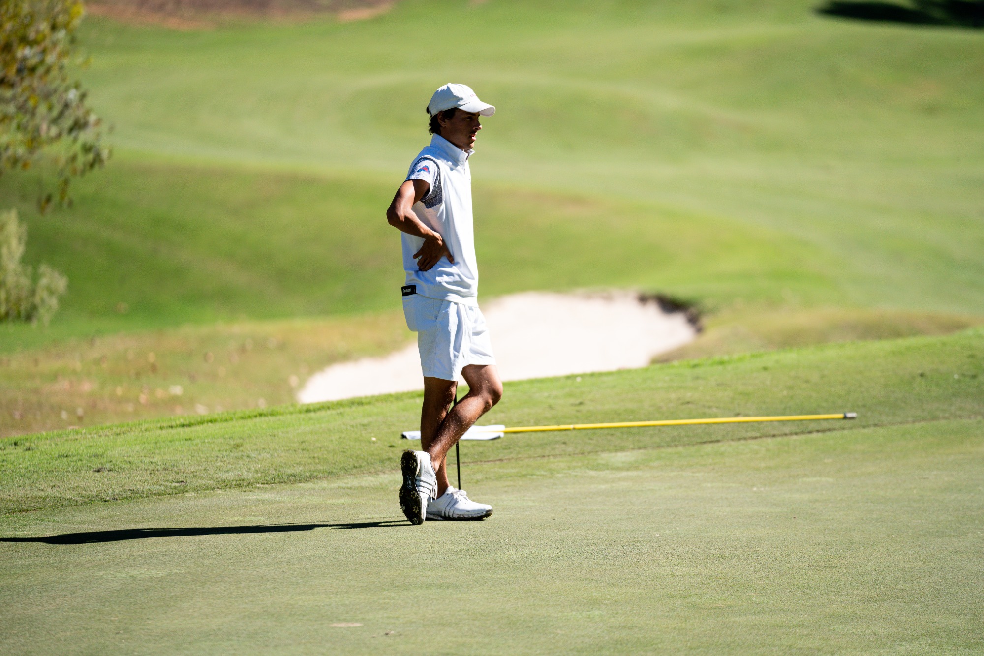 MGO vs KSU | Oct 13-14, 2025
UWG Golf player stands on course while wearing grey and white pants.