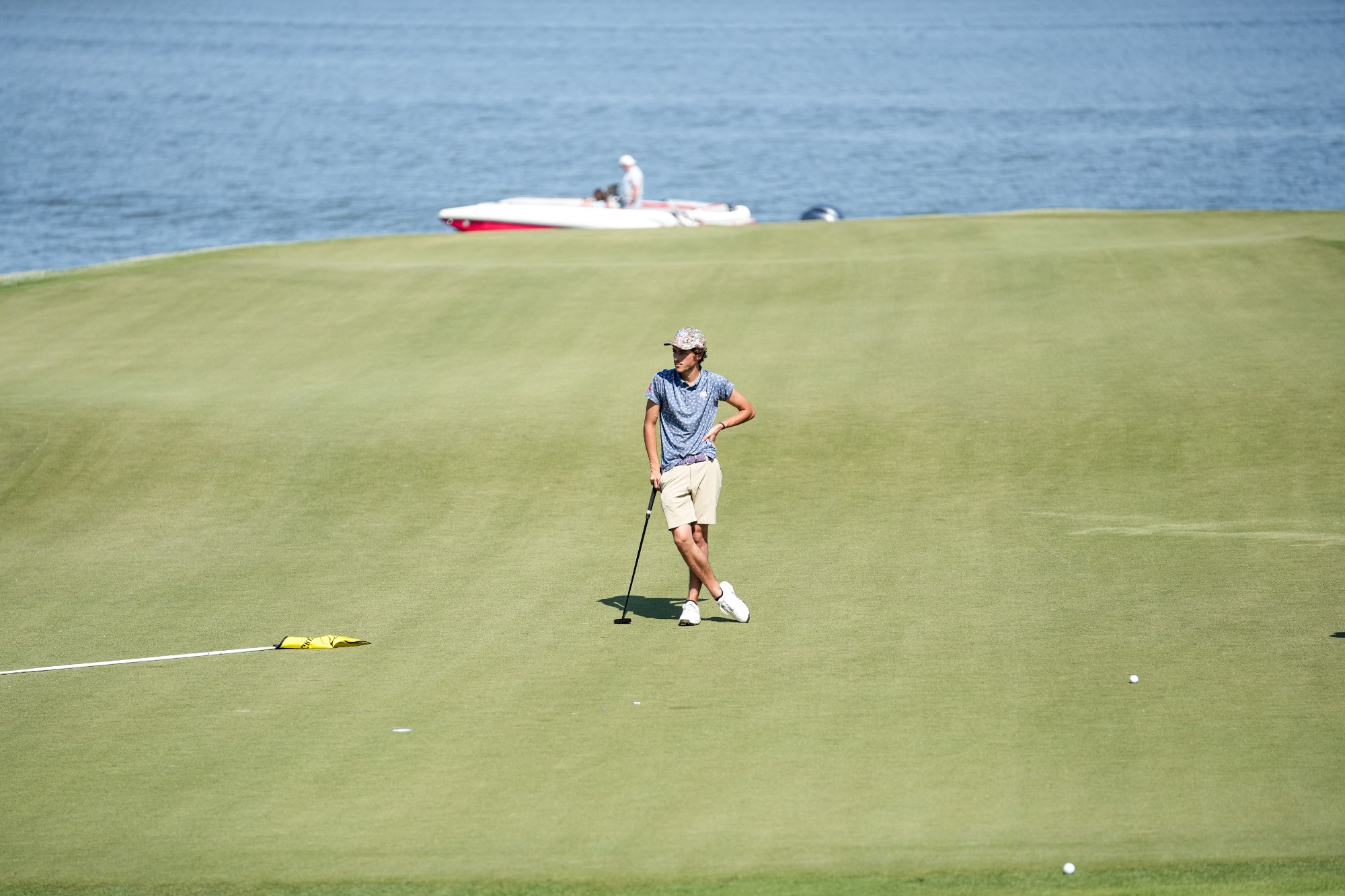 MGO at 2026 Linger Longer Invitational
UWG golfer stands on course while wearing grey polo and khaki shorts.