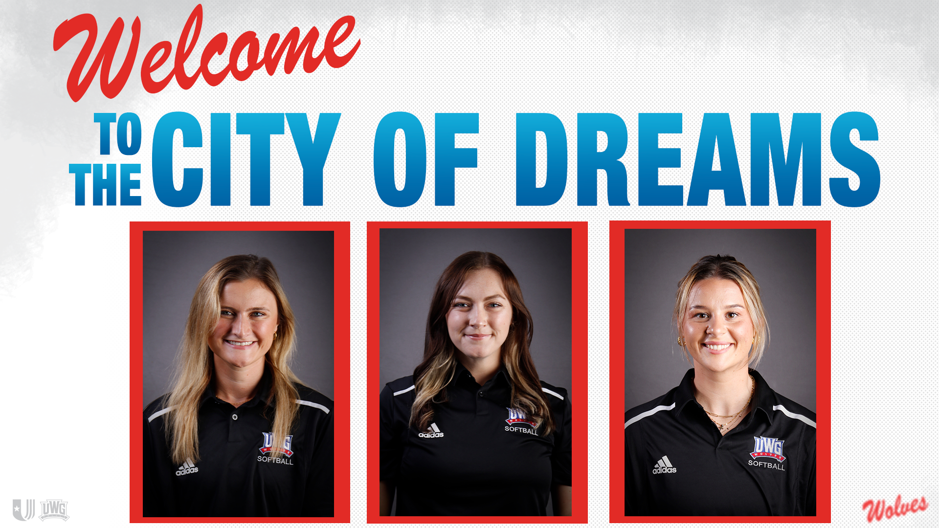 A graphic showing three hires for UWG softball.