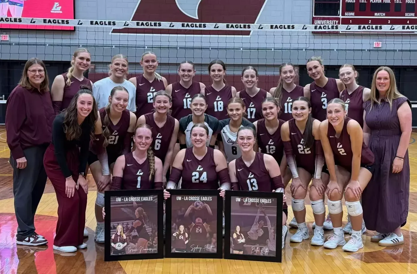 Team photo of volleyball on senior night