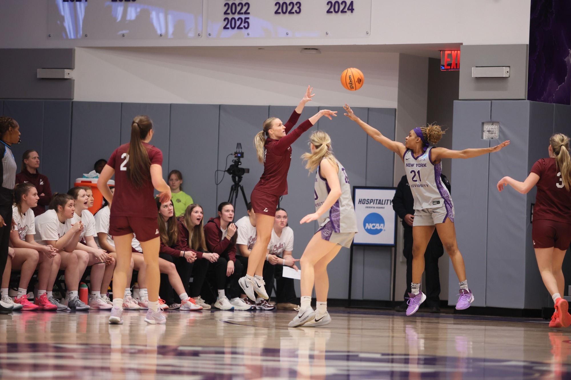 Malia Nelson takes a shot against NYU