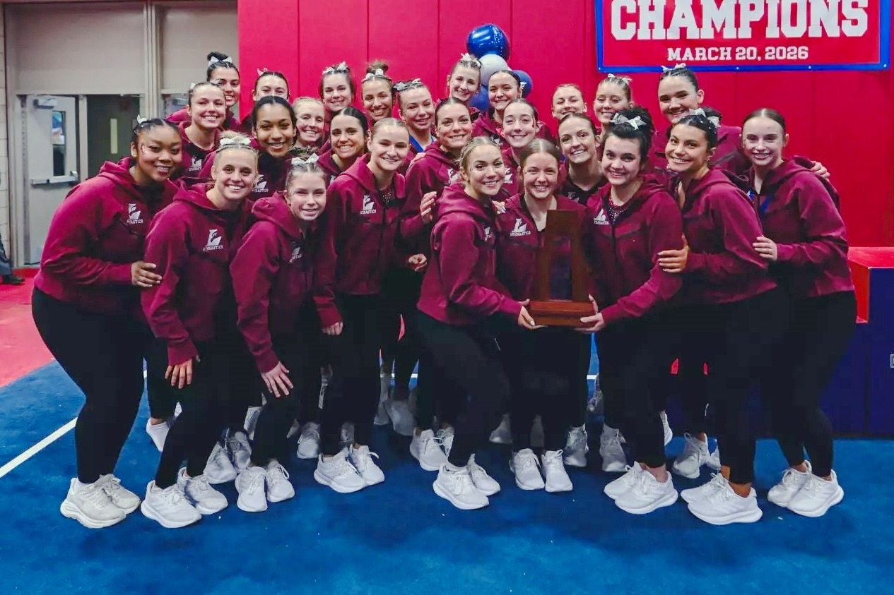 Team photo of gymnastics second place finish at NCGA