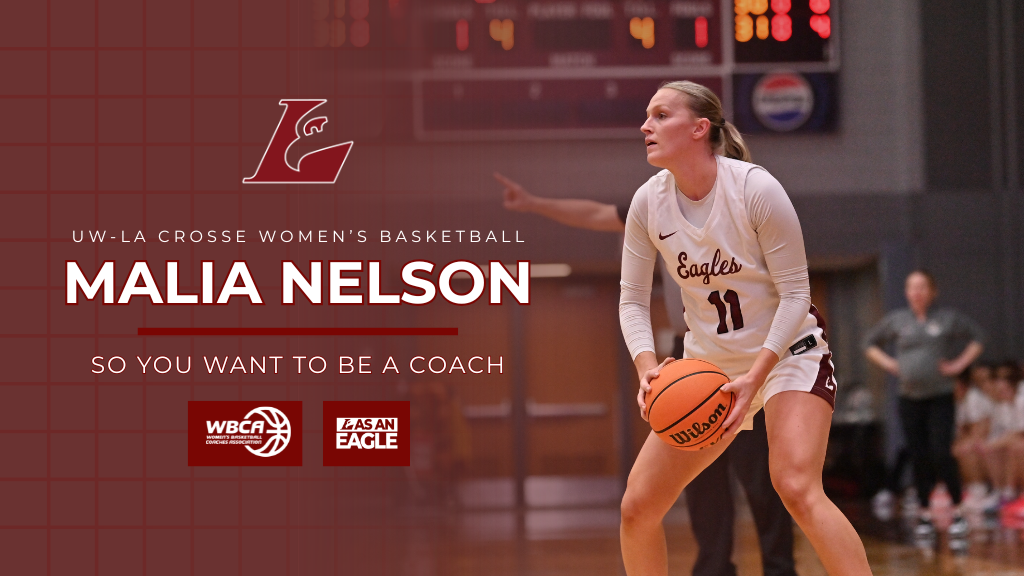 Malia Nelson basketball action photo along with announcing WBCA Coaching Program Participant