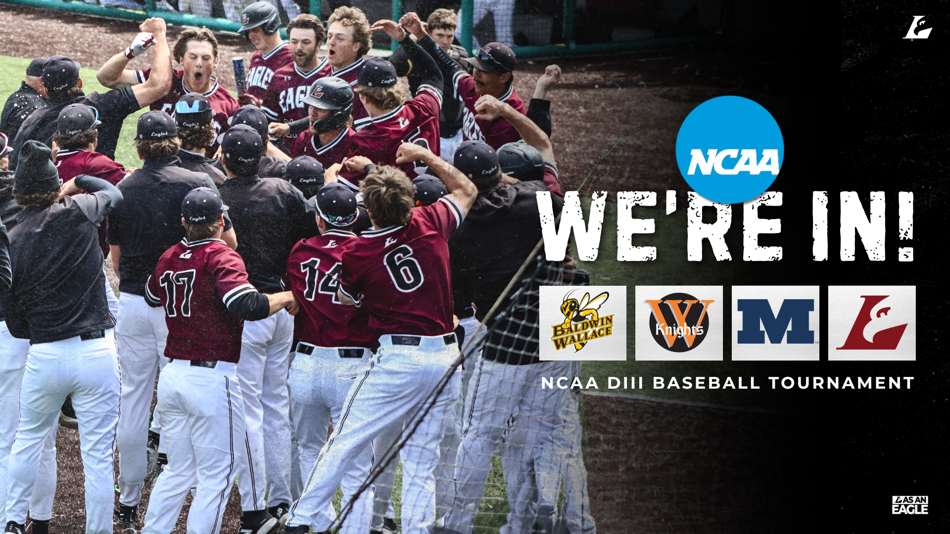 Baldwin Wallace, Millikin, UW-La Crosse, Wartburg team Logos for NCAA III Baseball Regional
