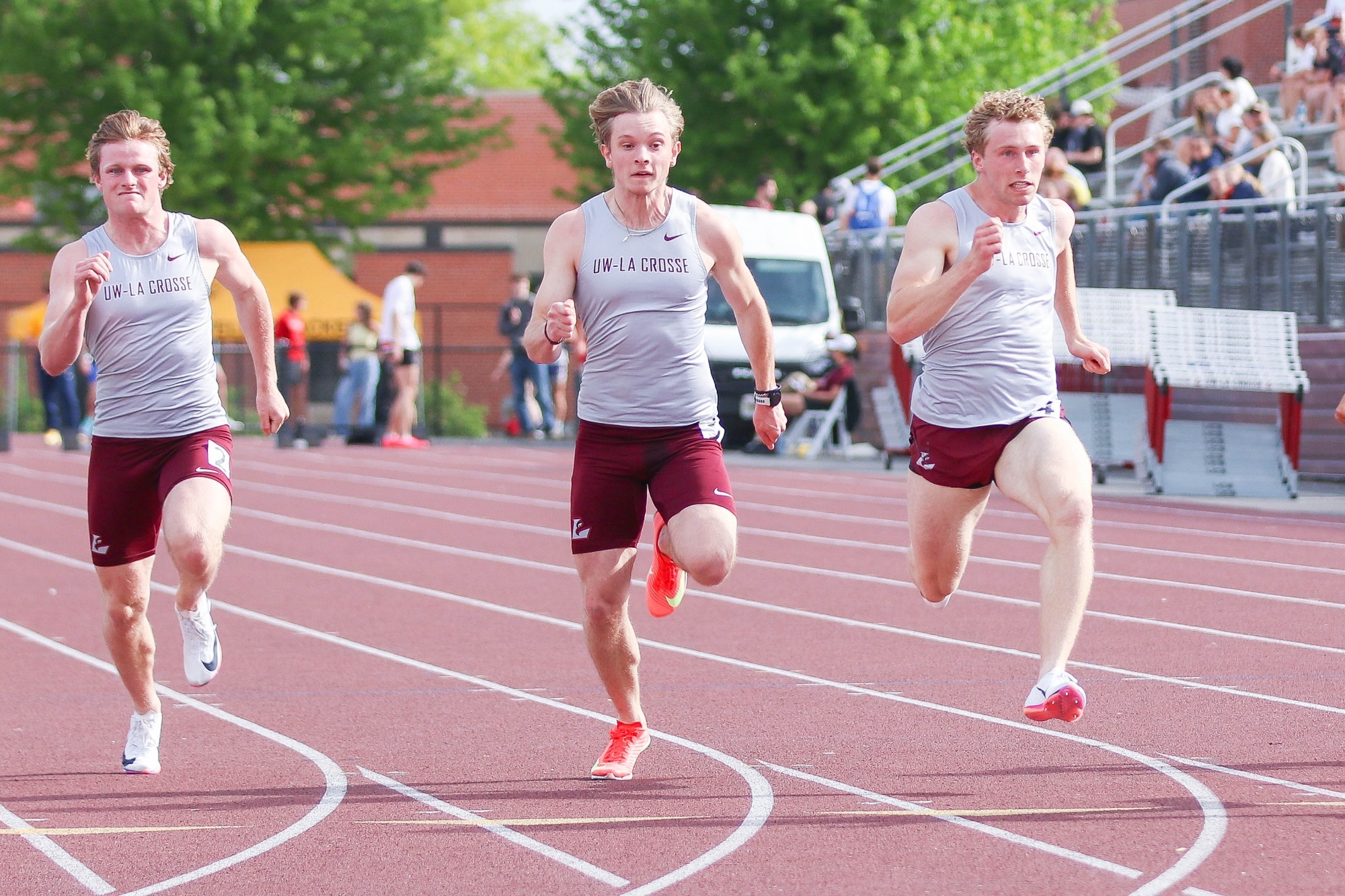 Landon Gallun running 100-meter dash
