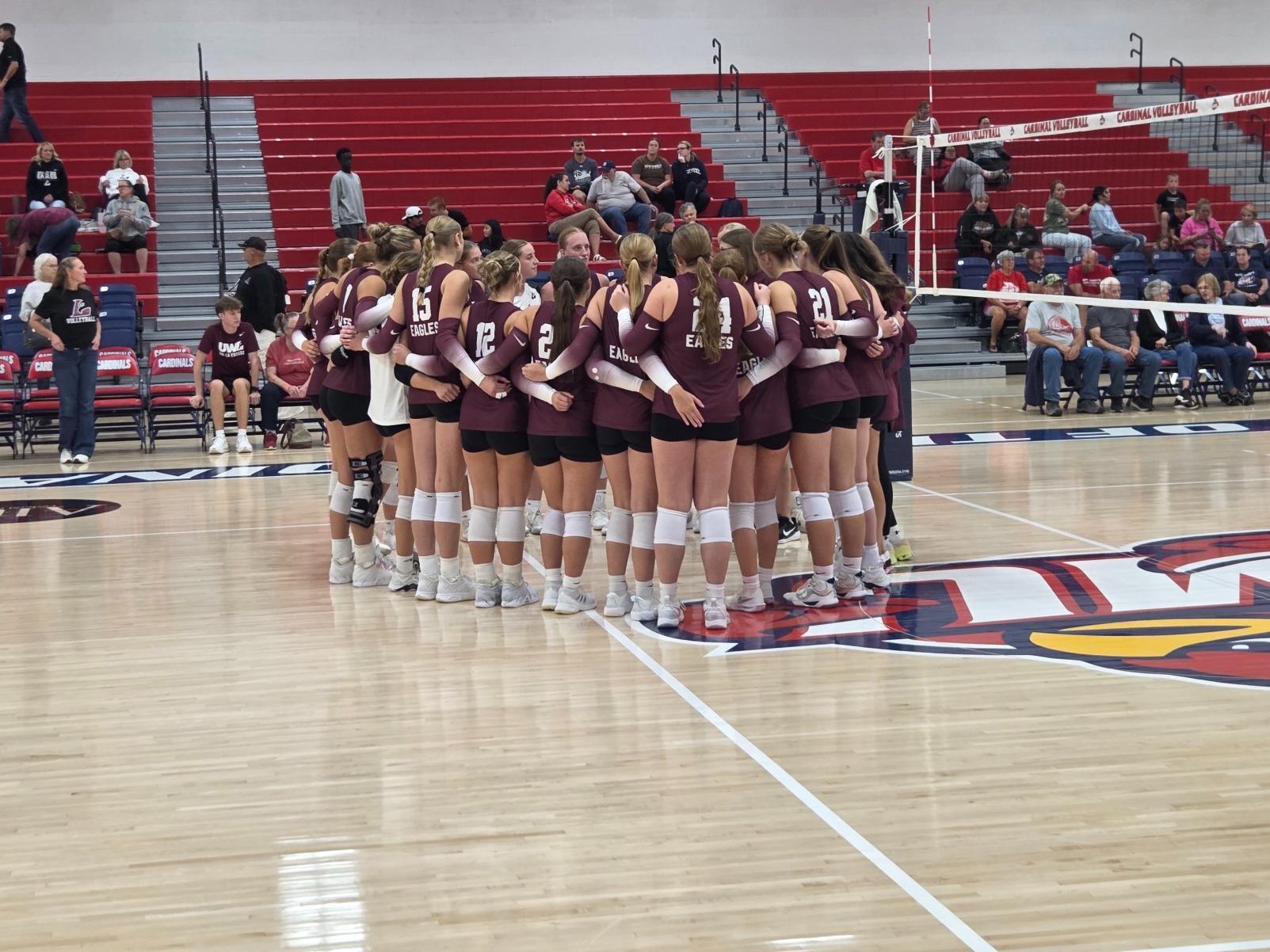 Volleyball team huddle
