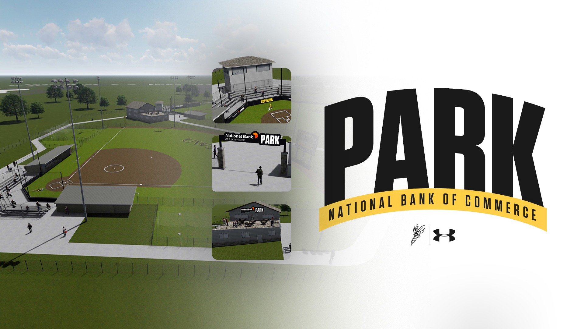 A visual representation of National Bank of Commerce Park, the new on-campus home for Yellowjacket baseball and softball.