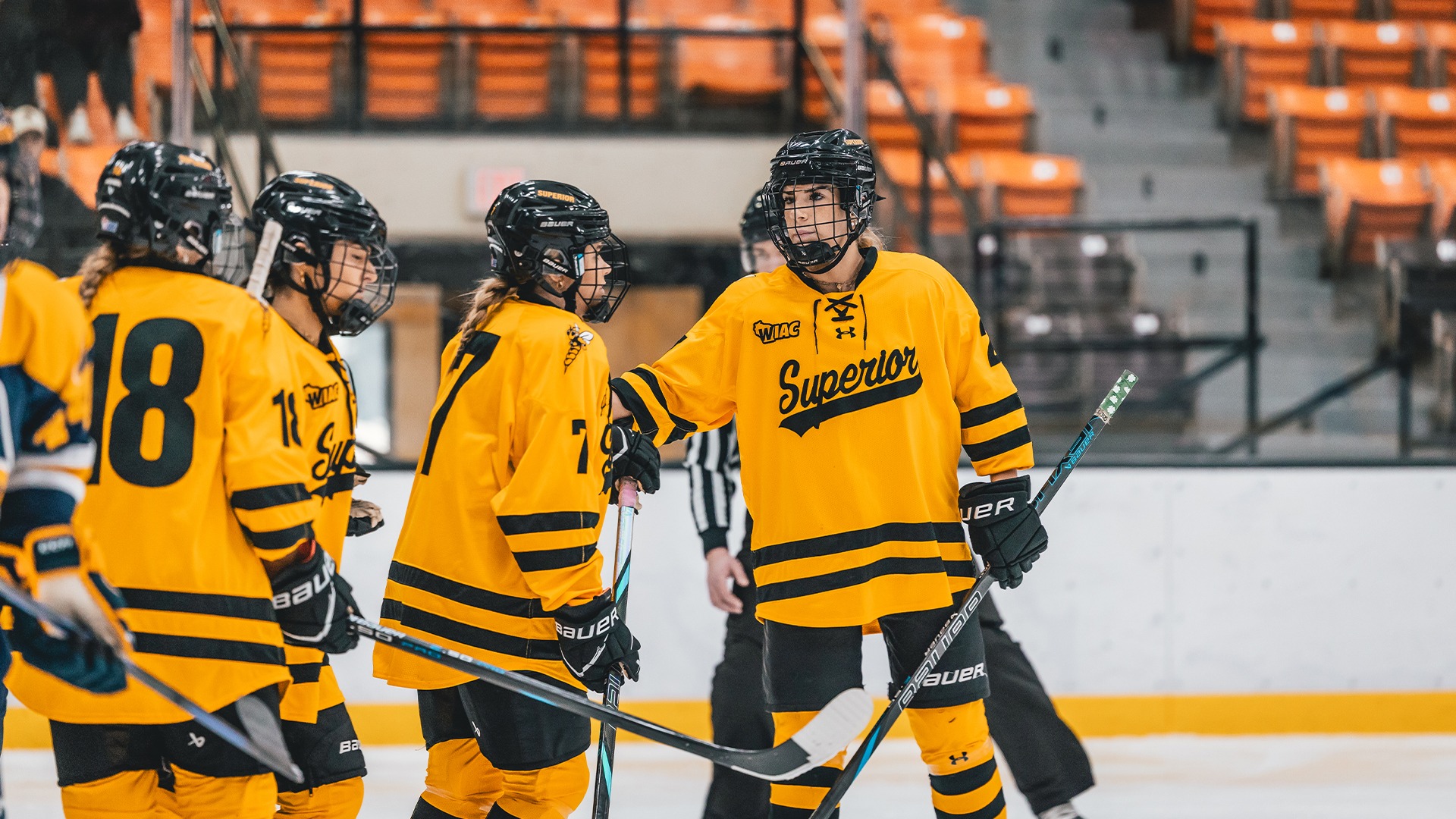 Women's hockey players on the ice