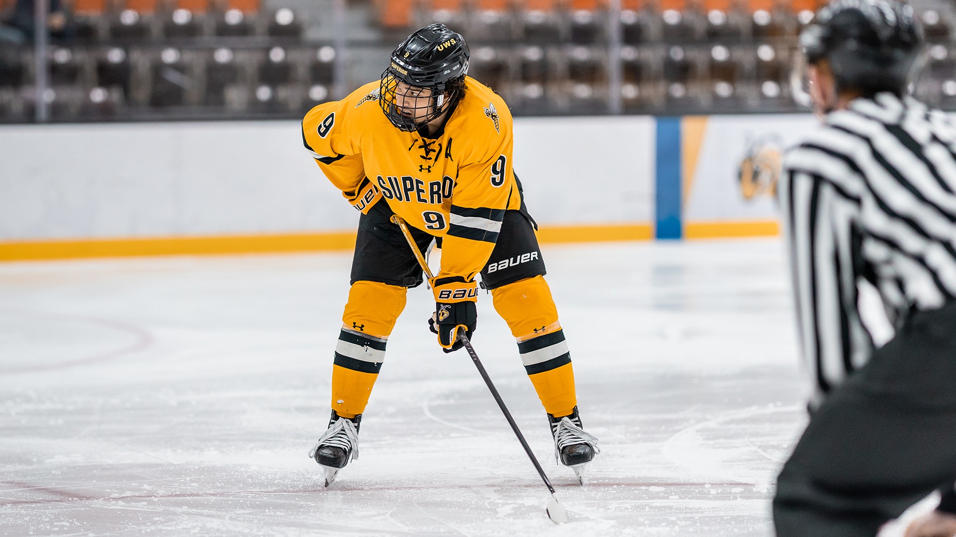 Daniel Rozsival waits for puck to be dropped against Beloit. 