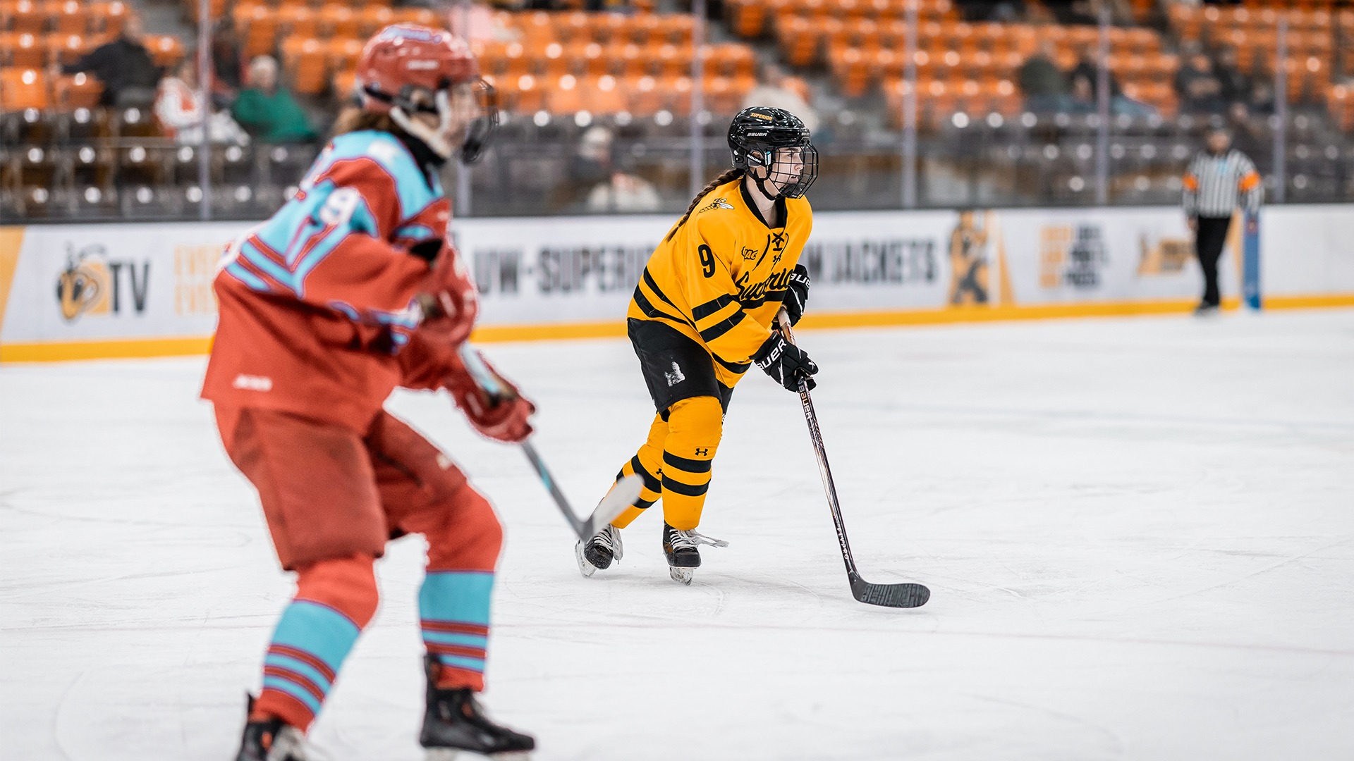 Jaelyn Wharton on the ice versus Saint Benedict.