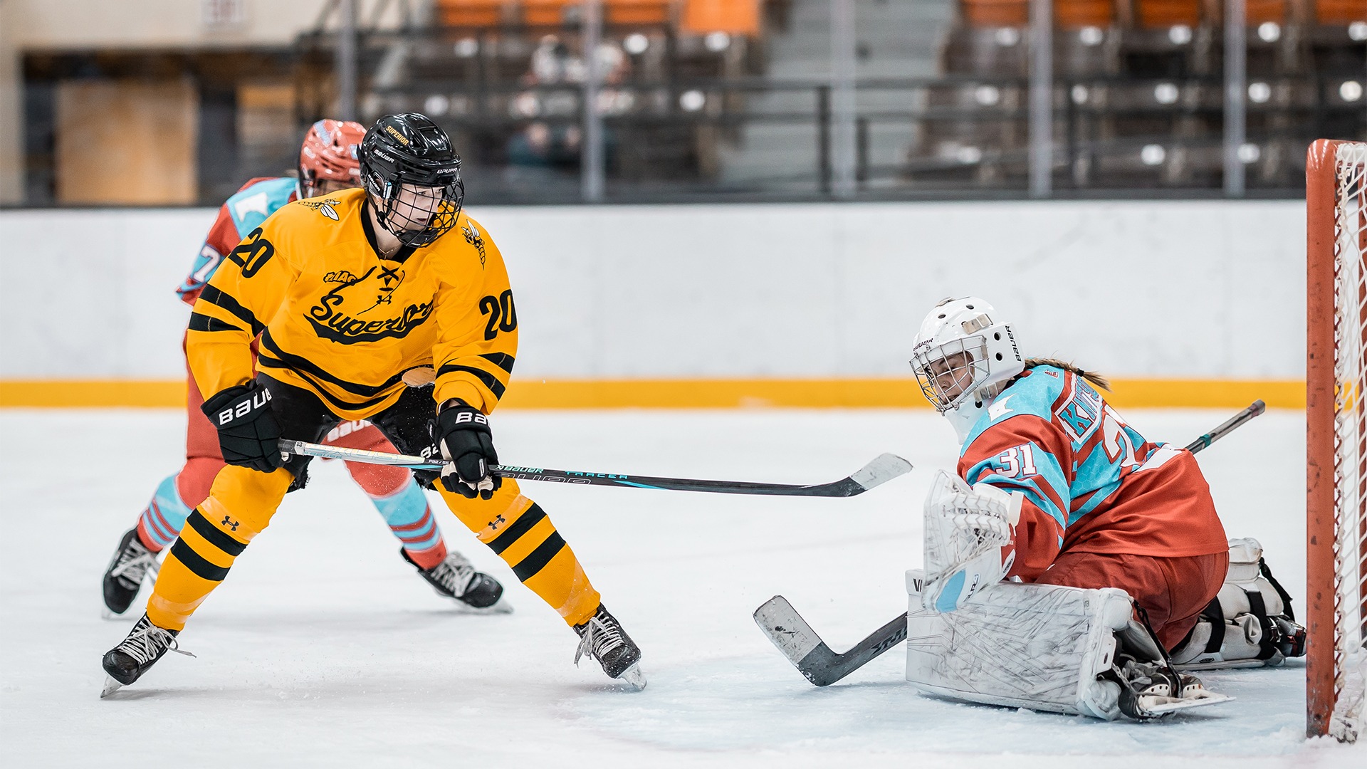 Avery Olenik taking a shot versus Saint Benedict.