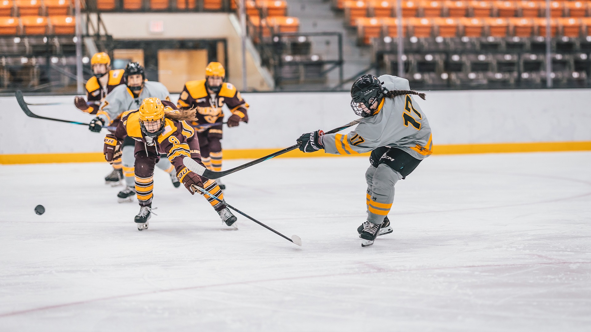 Ella Hornung taking a shot versus Concordia College.