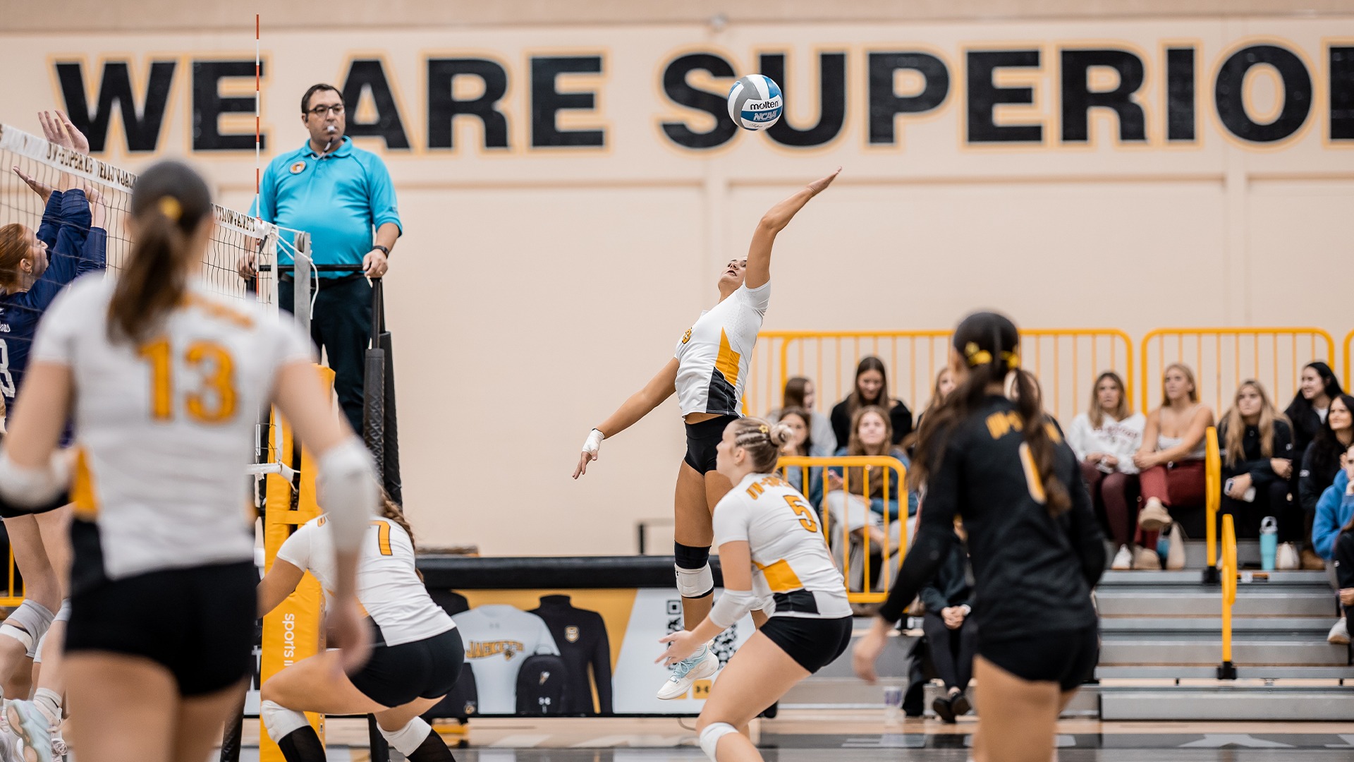Kyndra Peterson right before making contact with an attack.