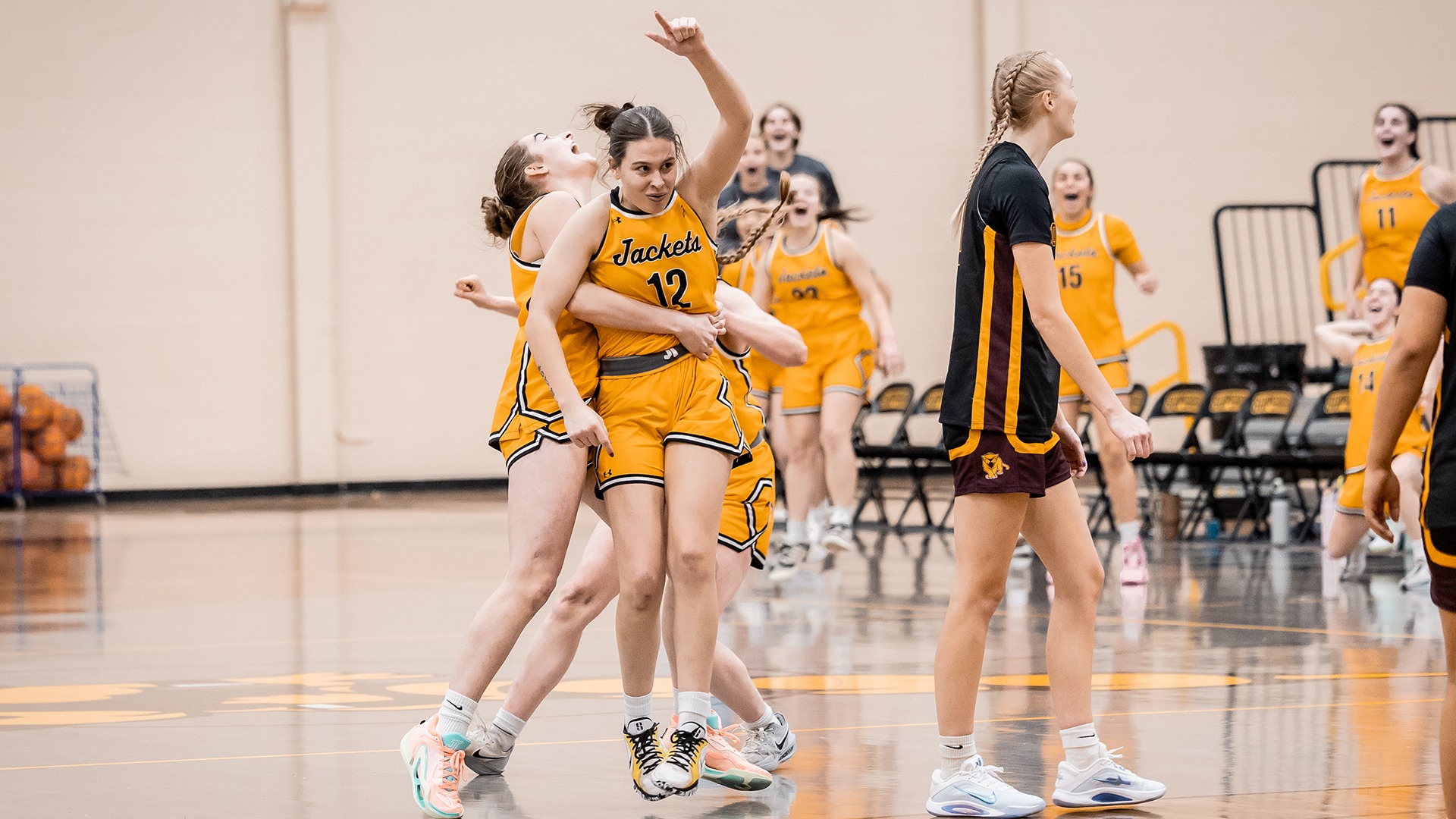 MyKenzie Leccia after hitting a buzzer beater. 