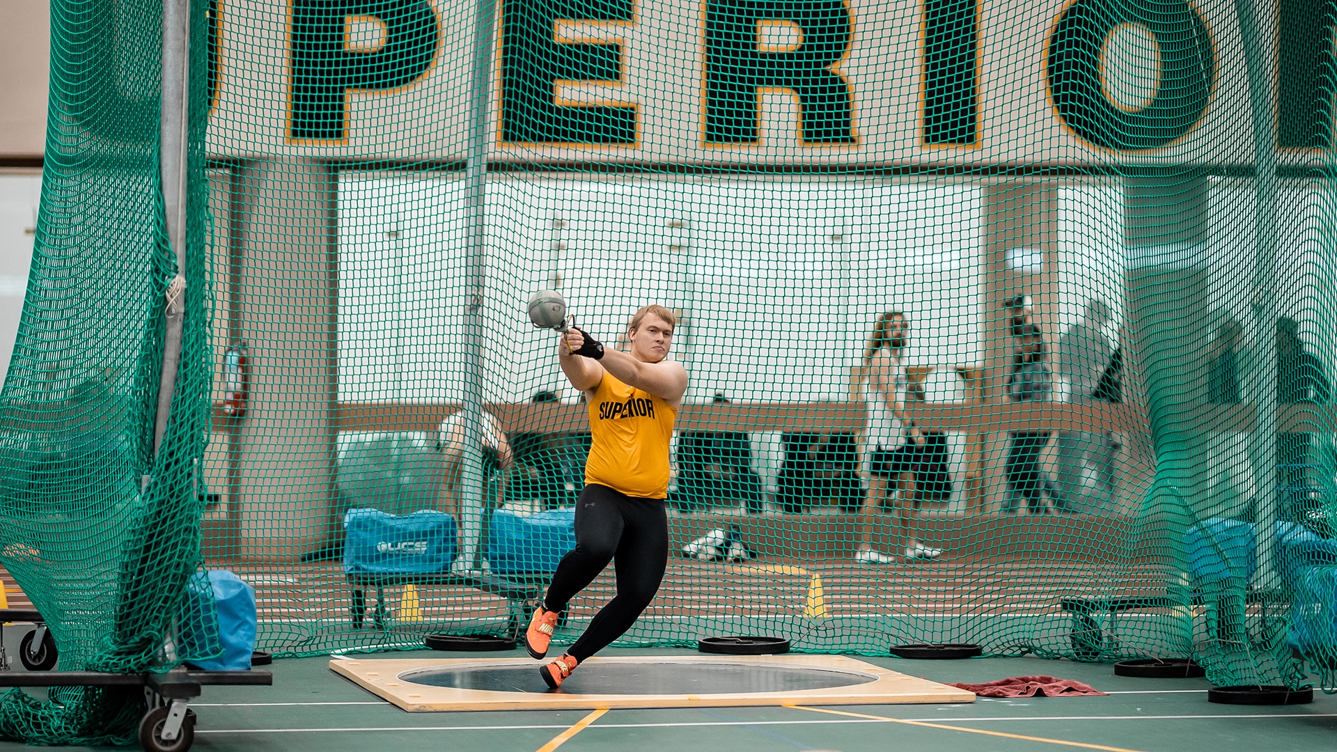 Carson Wilhorn in the weight throw.