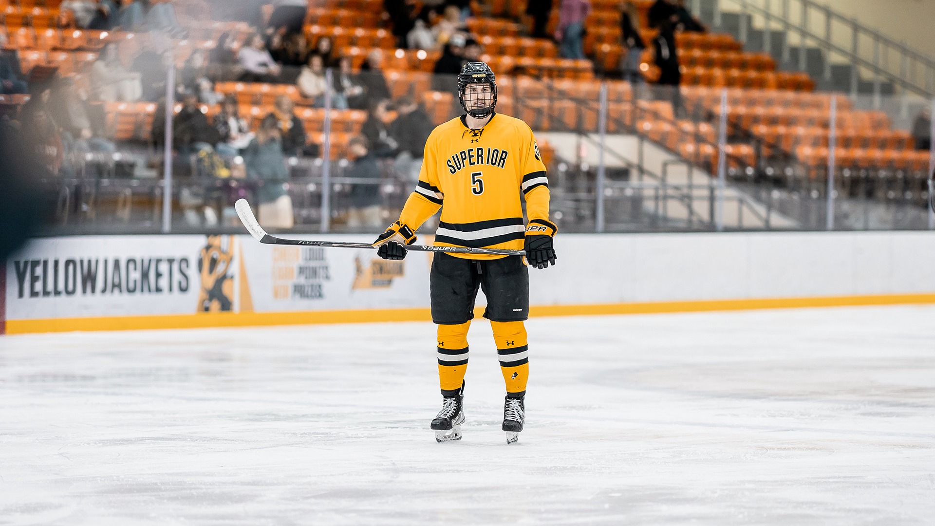 Matt Danziger on the ice against UW-Stout