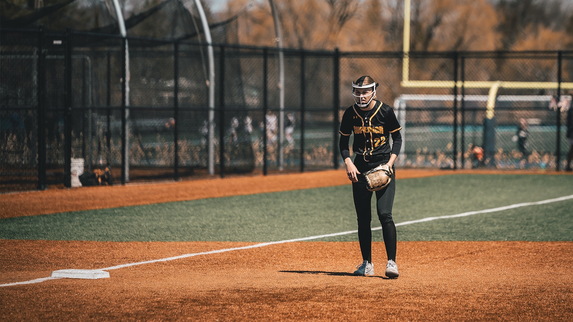 Carly Stuckmayer at third base.