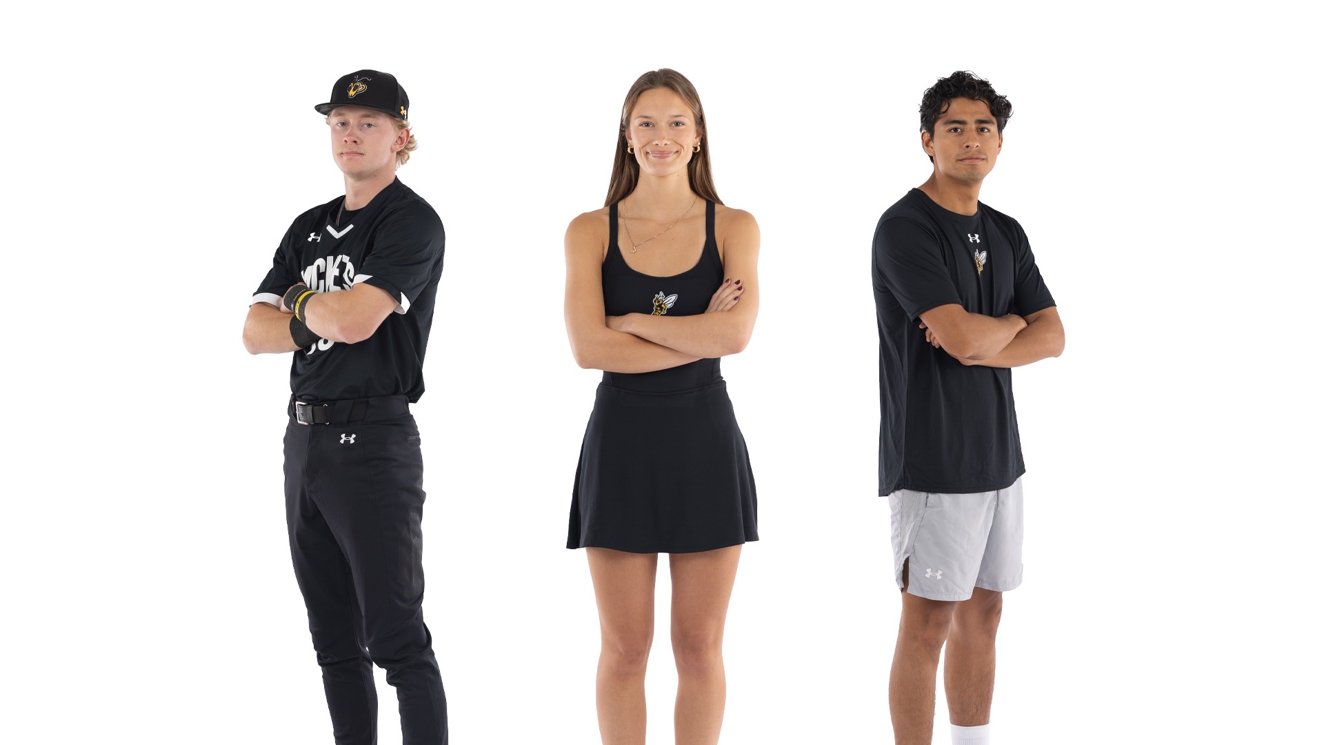 Devin Frydenlund, Daylyn Drew and Mateo Abarca Pino posing.