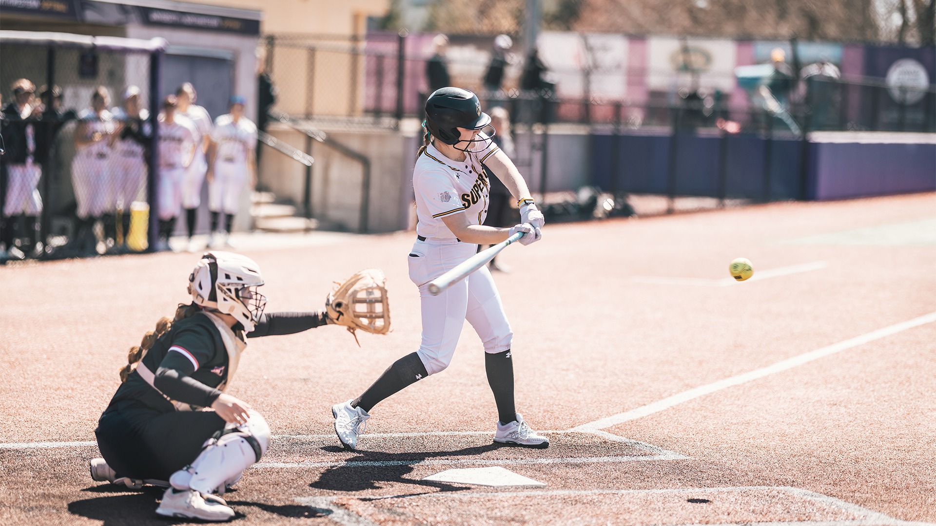 Samantha Swartz mid-swing.